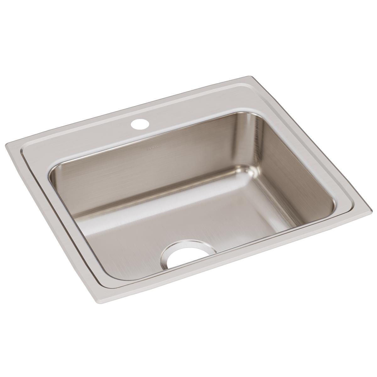 Alternate Image for Elkay Lustertone Classic 22" Stainless Steel Kitchen Sink, 18 Gauge, Lustrous Satin, 1 Faucet Hole, LR22191