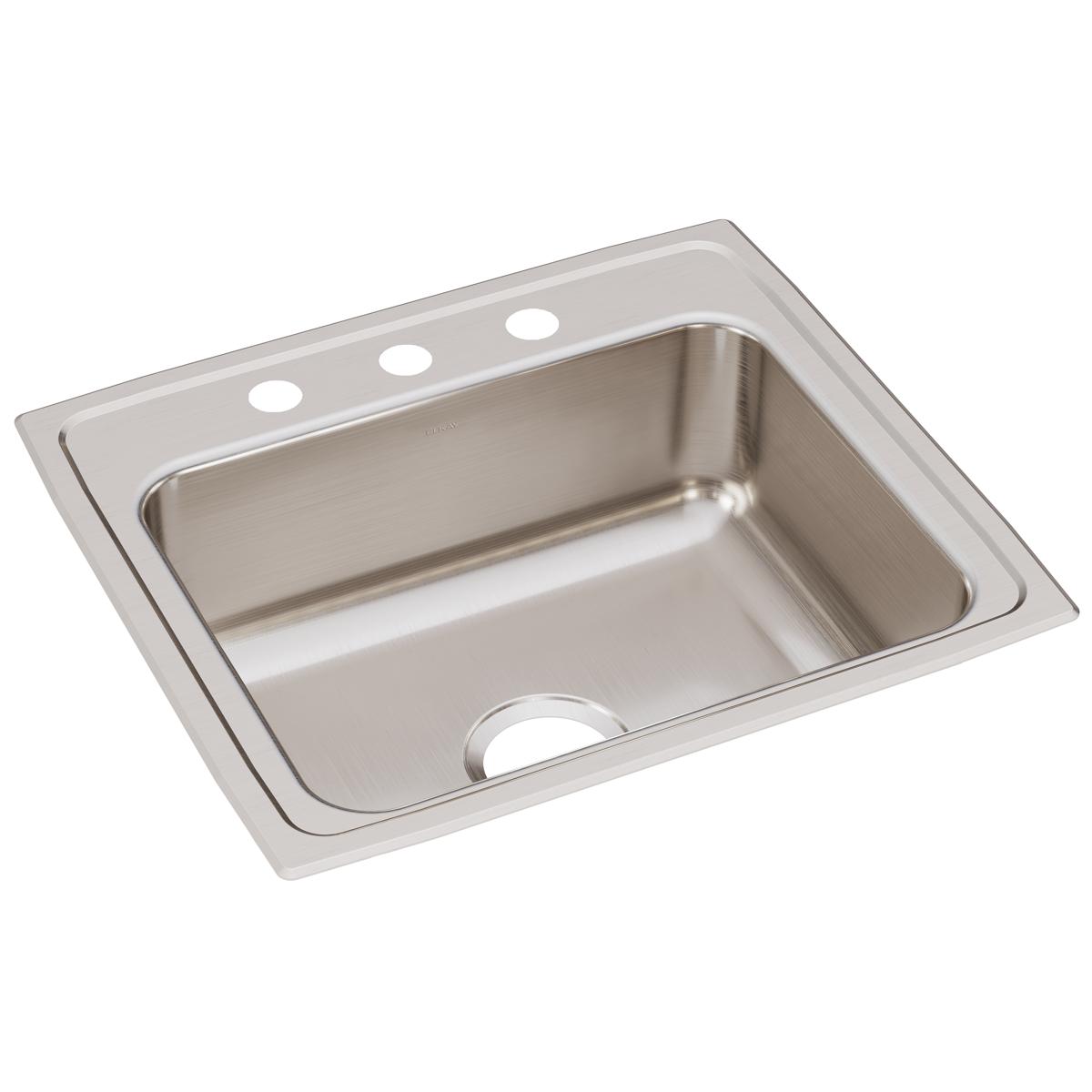 Alternate Image for Elkay Lustertone Classic 22" Stainless Steel Kitchen Sink, Single Bowl, 18 Gauge, Lustrous Satin, 3 Faucet Hole, LR22193