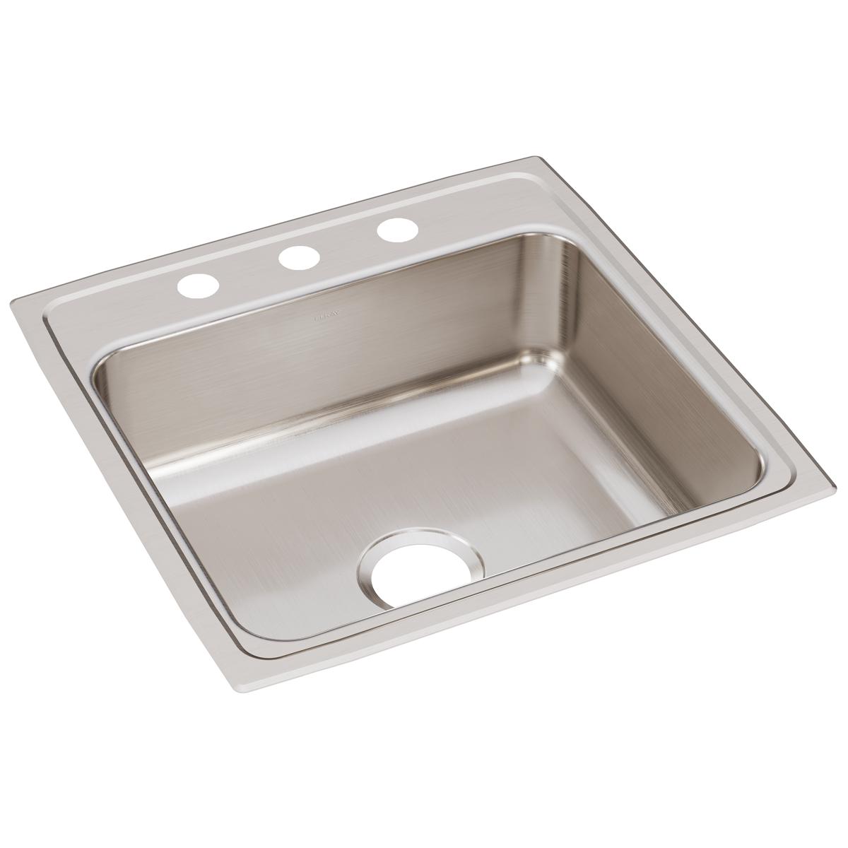 Alternate Image for Elkay Lustertone Classic 22" Stainless Steel Kitchen Sink, 18 Gauge, Lustrous Satin, 3 Faucet Hole, LR22223