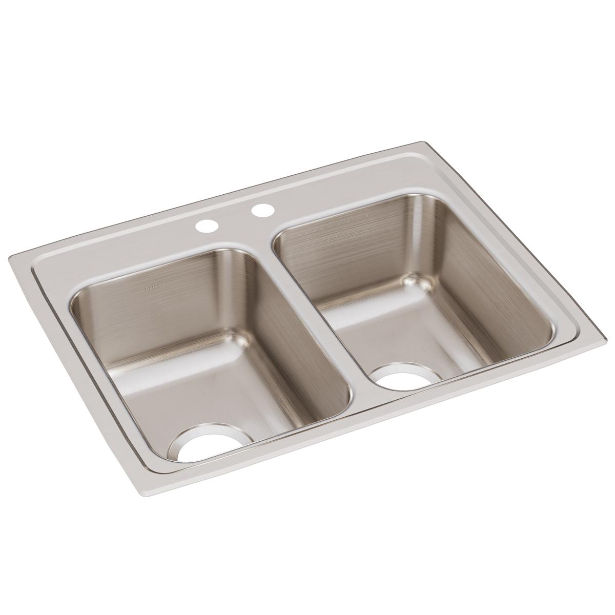 Alternate Image for Elkay Lustertone Classic 25" Stainless Steel Kitchen Sink, 50/50 Double Bowl, 18 Gauge, Lustrous Satin, 2 Faucet Hole, LR25192