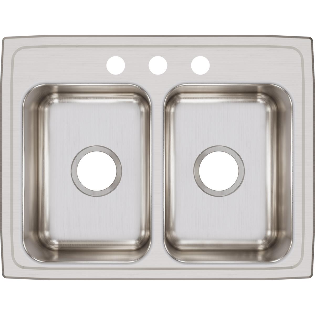Elkay Lustertone Classic 25" Stainless Steel Kitchen Sink, 50/50 Double Bowl, Lustrous Satin, LR25193