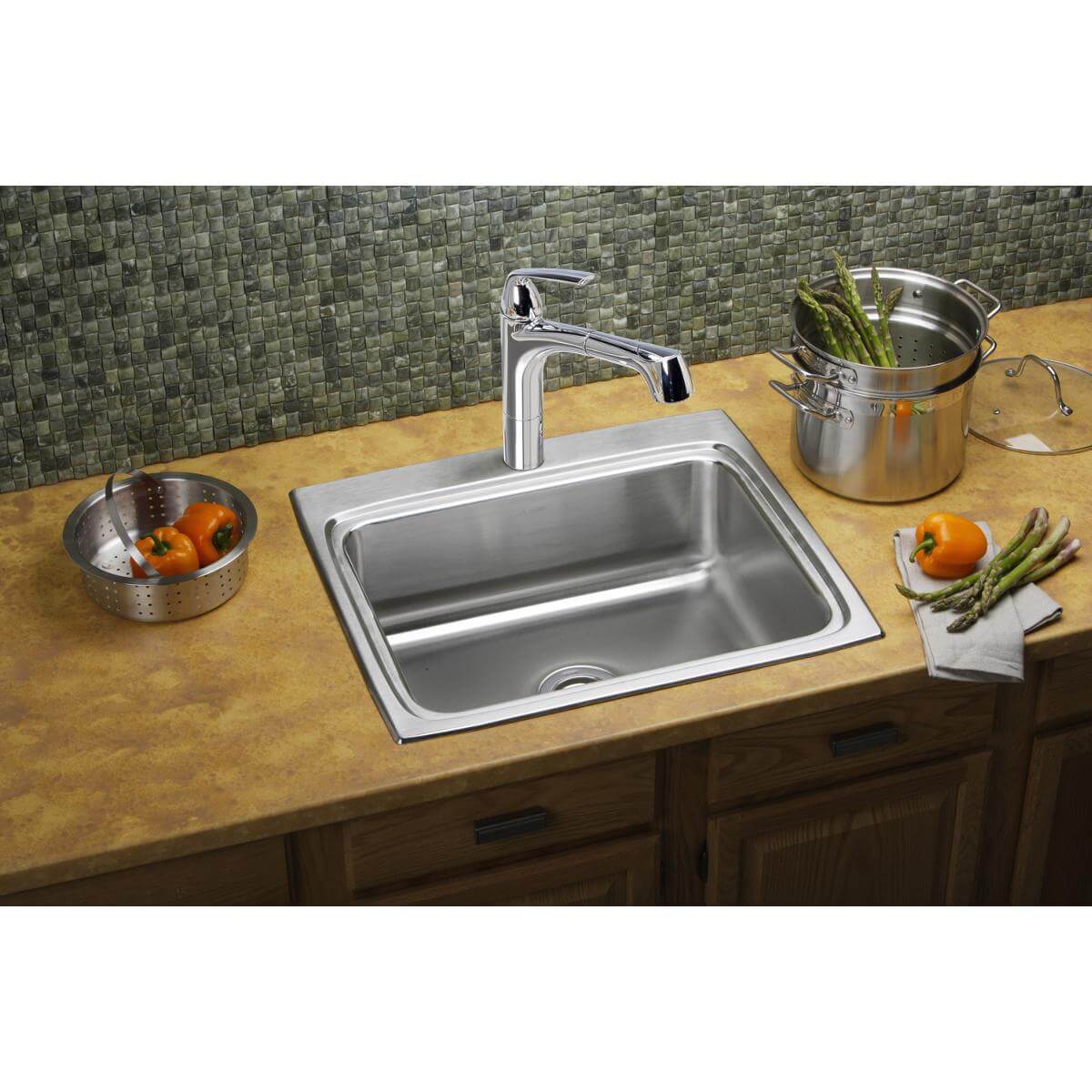 Alternate Image for Elkay Lustertone Classic 25" Stainless Steel Kitchen Sink, 18 Gauge, Lustrous Satin, 4 Faucet Hole, LR25224