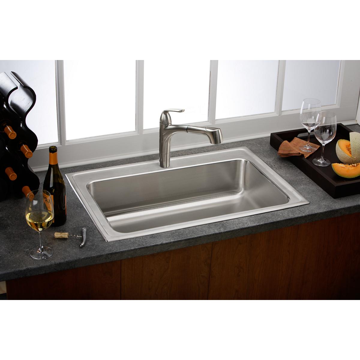 Alternate Image for Elkay LKGT1041NK Gourmet Single Hole Kitchen Faucet Pull-out Spray and Lever Handle with Hi and Mid-rise Base Options Brushed Nickel