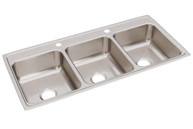 Alternate Image for Elkay Lustertone Classic 46" Stainless Steel Kitchen Sink, 33/33/33 Triple Bowl, 18 Gauge, 2 Faucet Holes, Lustrous Satin, LTR46222
