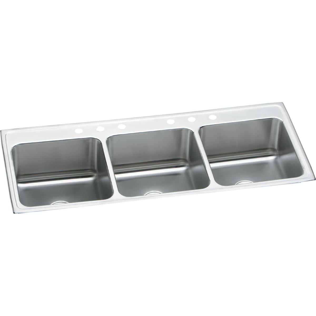 Alternate Image for Elkay Lustertone Classic 54" Stainless Steel Kitchen Sink, 33/33/33 Triple Bowl, 18 Gauge, Lustrous Satin, 6 Faucet Holes, LTR5422106