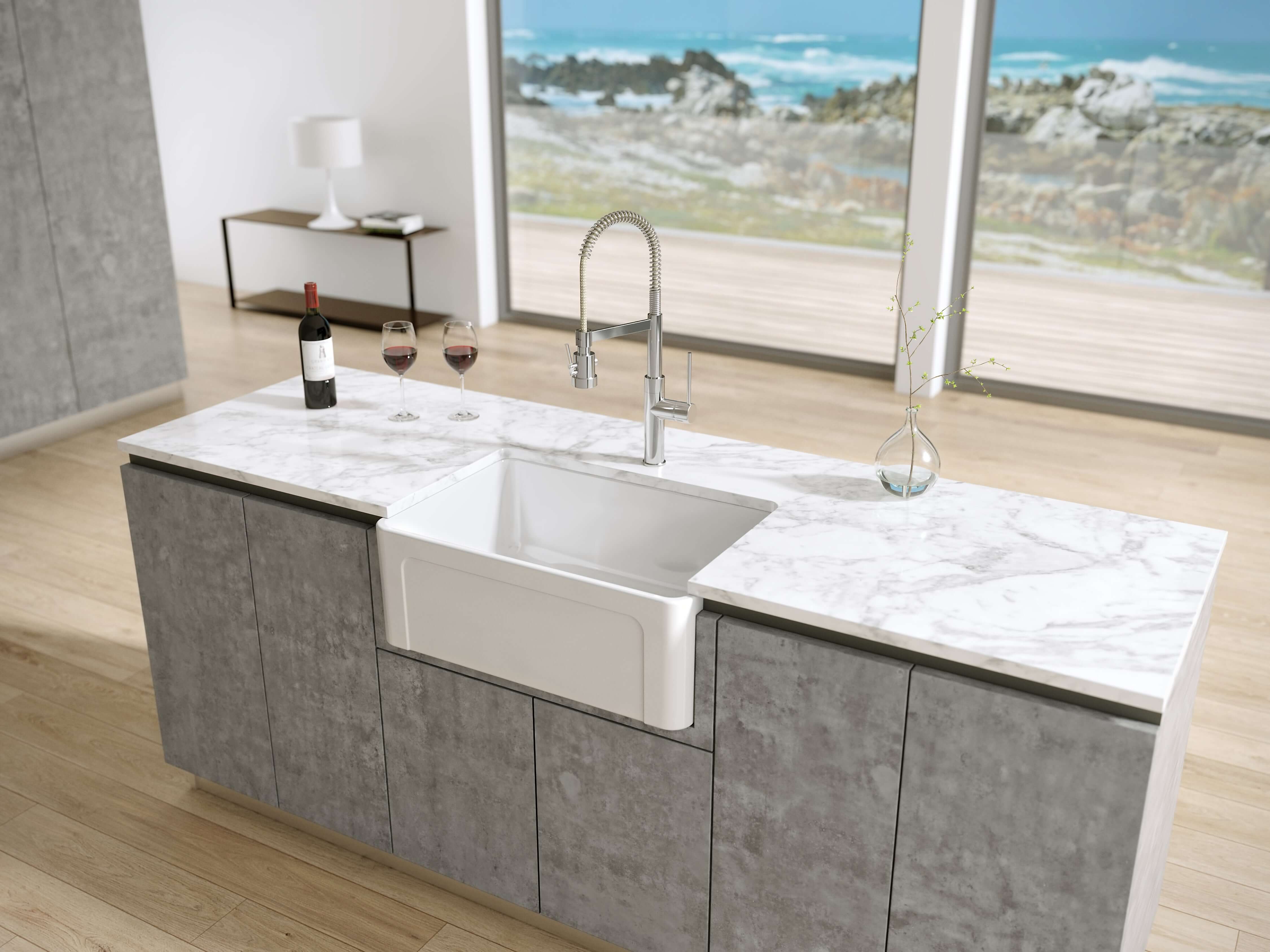 Alternate Image for Latoscana 27" Fireclay Single Bowl Farmhouse Apron Sink Reversible LTW2718W