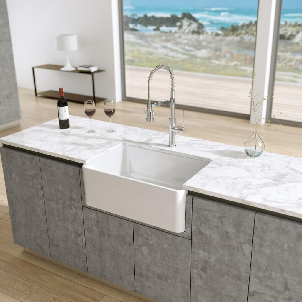 Alternate Image for Latoscana 27" Fireclay Single Bowl Farmhouse Apron Sink Reversible LTW2718W