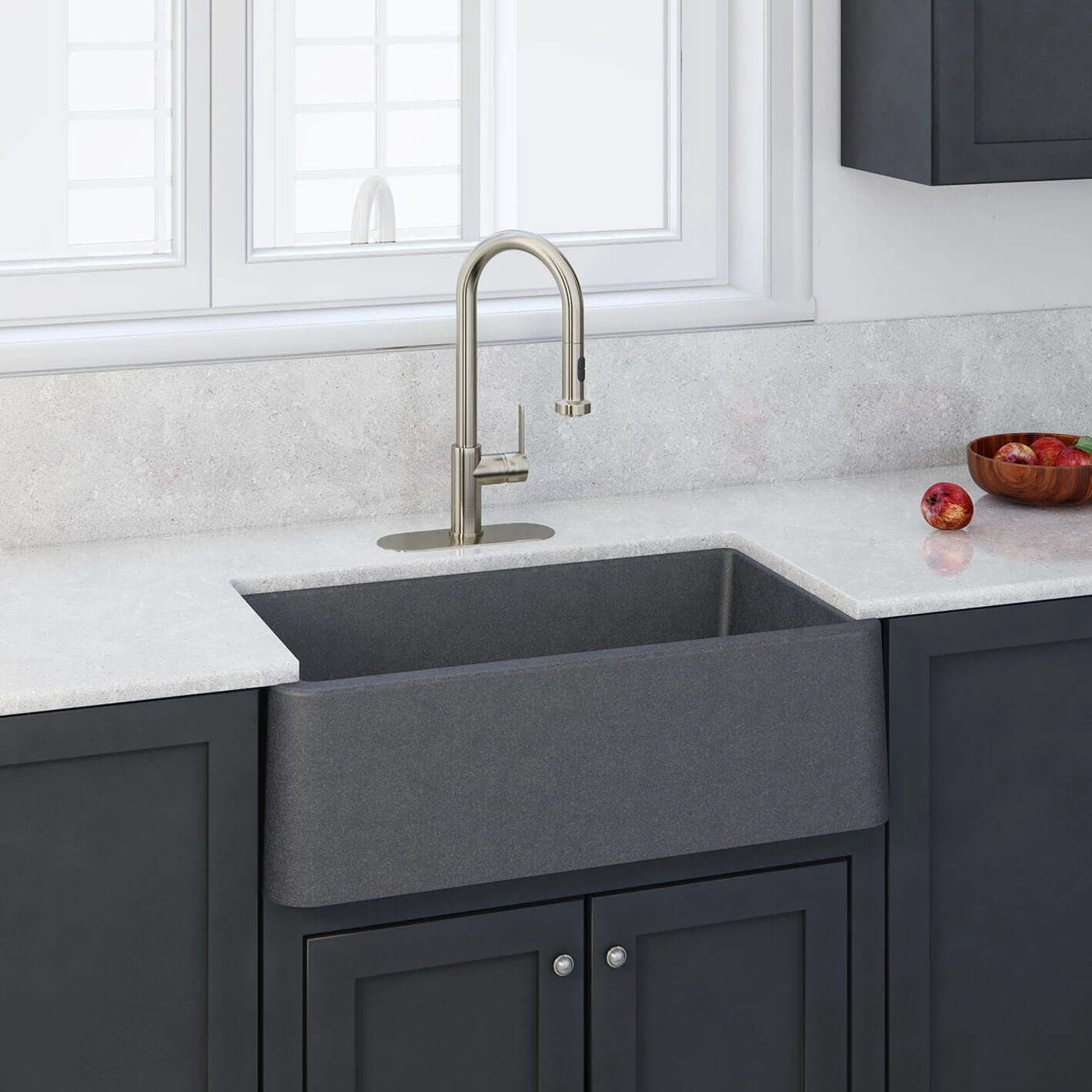 Alternate Image for LaToscana 30" Farmhouse Sink, Composite Granite, Titanium Grey Metallic, Marmorin Series, LA3019T
