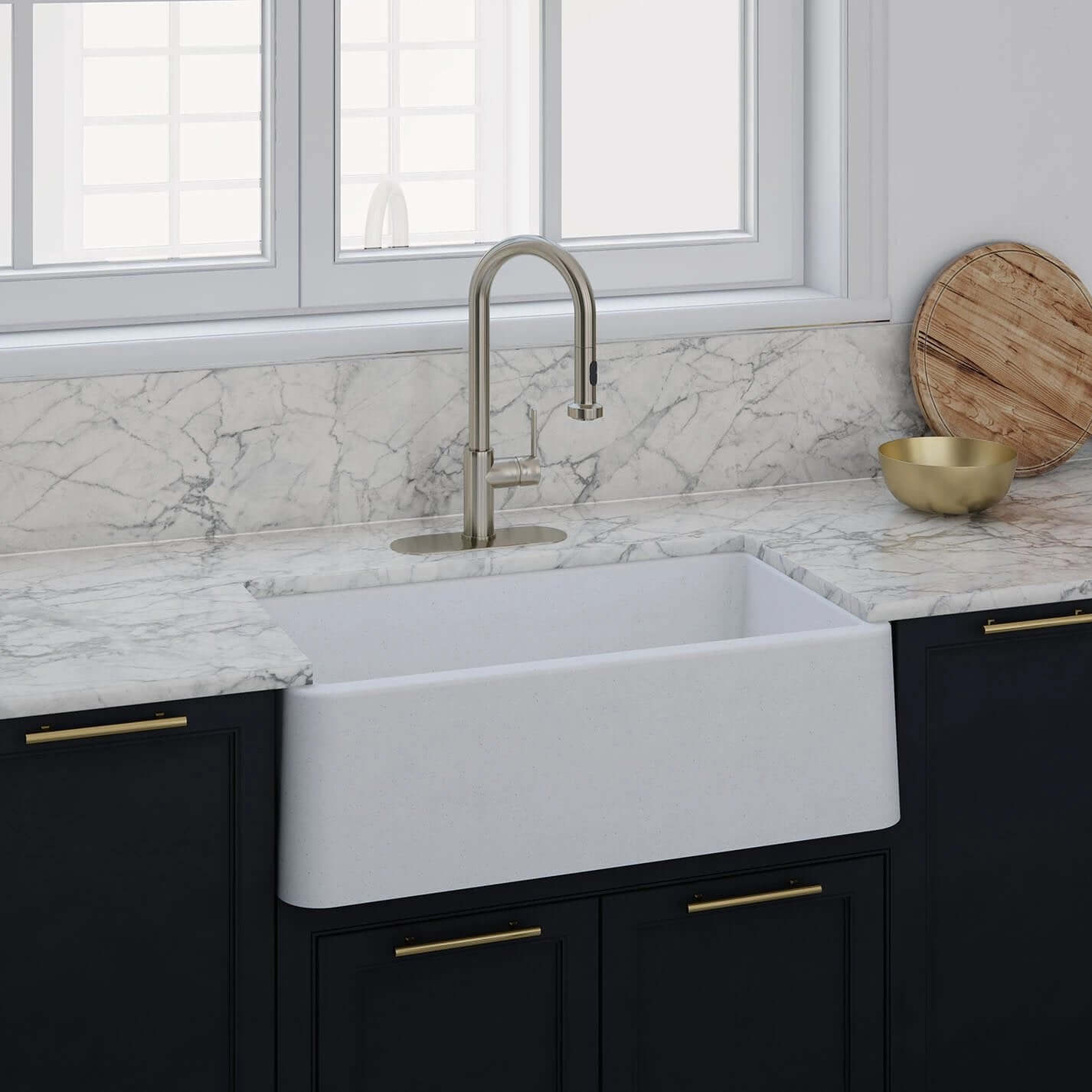 Alternate Image for LaToscana 33" Farmhouse Sink, Composite Granite, White, Marmorin Series, LA3319W