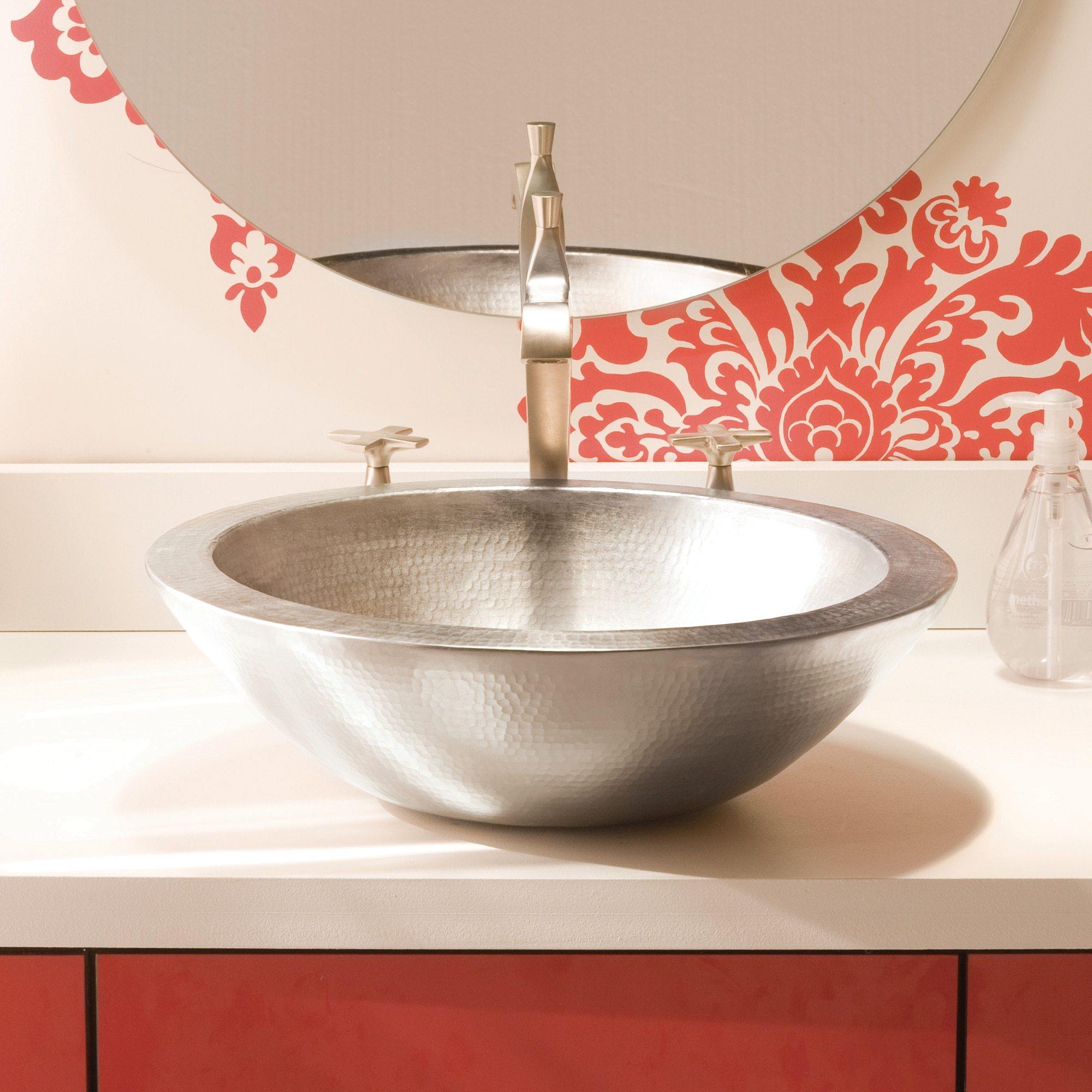 Native Trails Laguna 16" Round Nickel Bathroom Sink, Brushed Nickel, CPS555