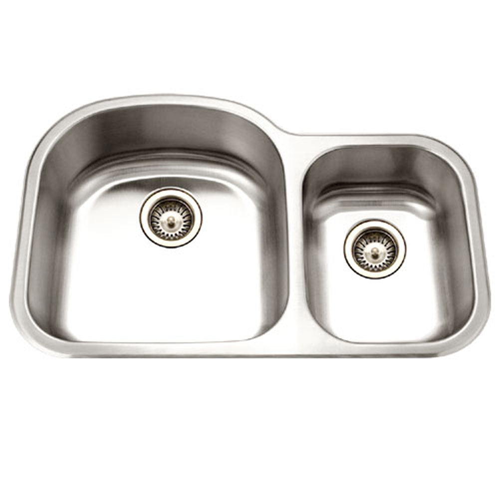 Alternate Image for Houzer 33" Stainless Steel Undermount 70/30 Double Bowl Kitchen Sink, 18 Gauge, MC-3210SR-1