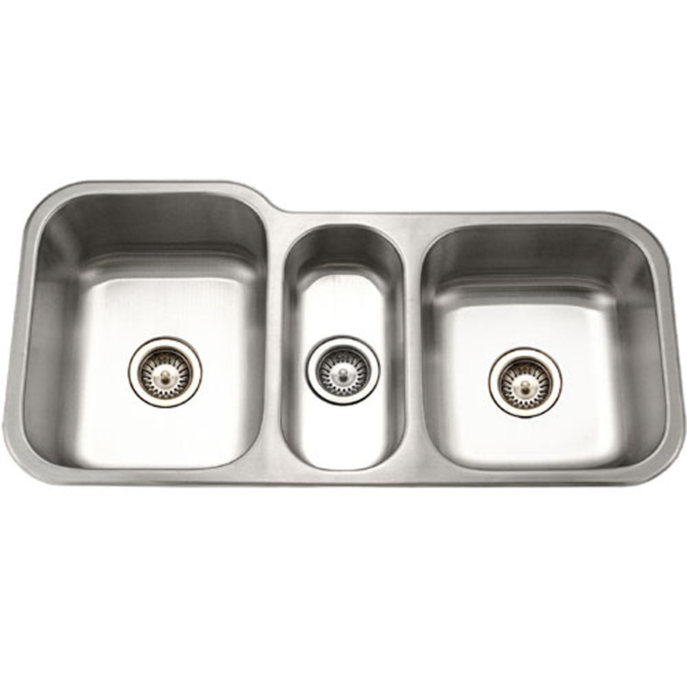 Alternate Image for Houzer 40" Stainless Steel Undermount Triple Bowl Kitchen Sink, 18 Gauge, MGT-4120-1