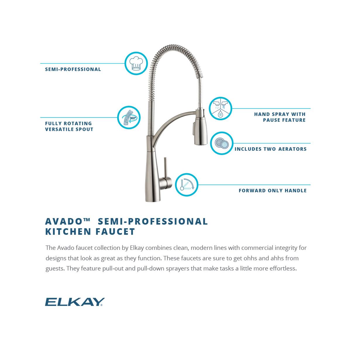 Alternate Image for Elkay LKAV4061CR Avado Single Hole Kitchen Faucet with Semi-Professional Spout Forward Only Lever Handle Chrome