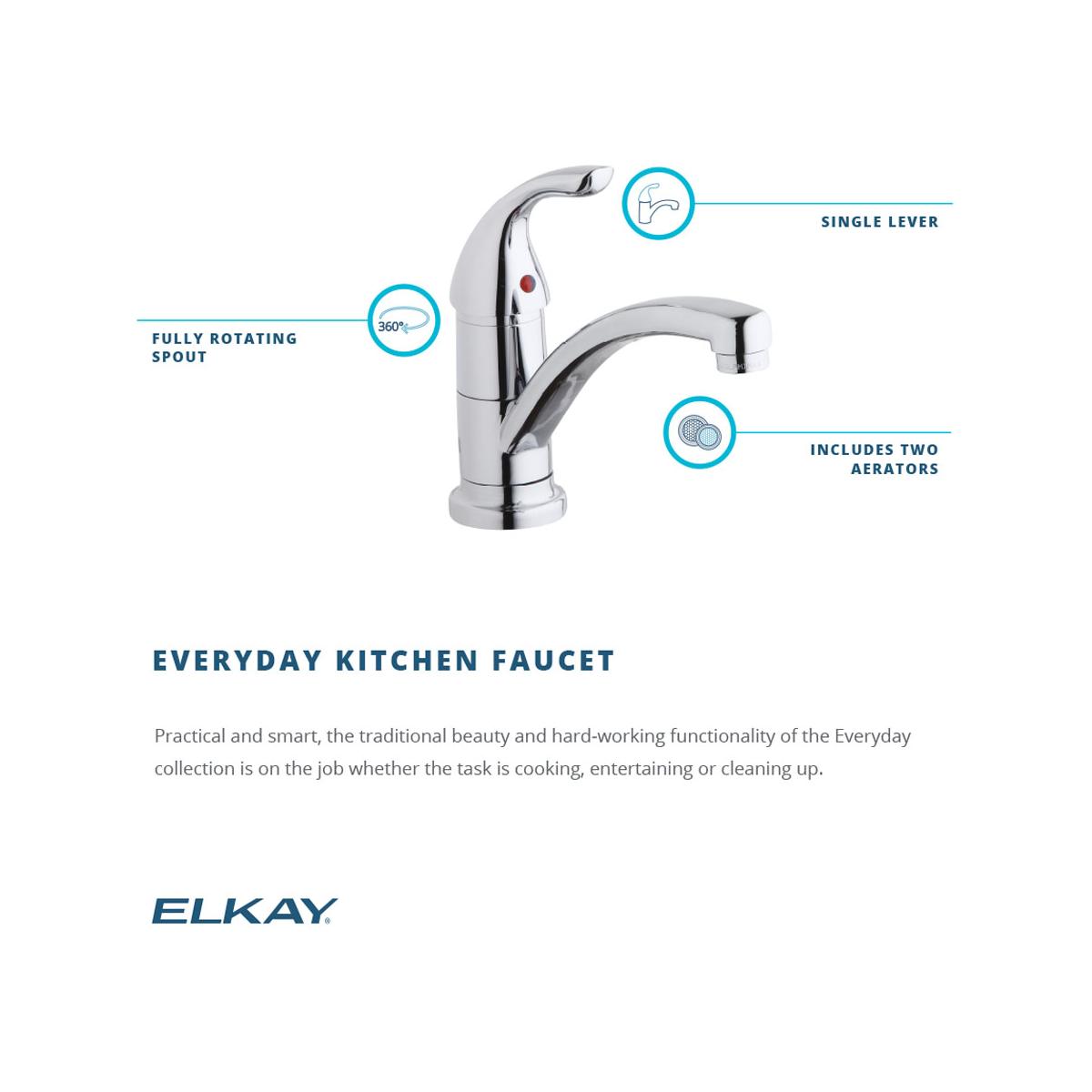 Alternate Image for Elkay LK1500CR Everyday Single Hole Deck Mount Kitchen Faucet with Lever Handle Chrome