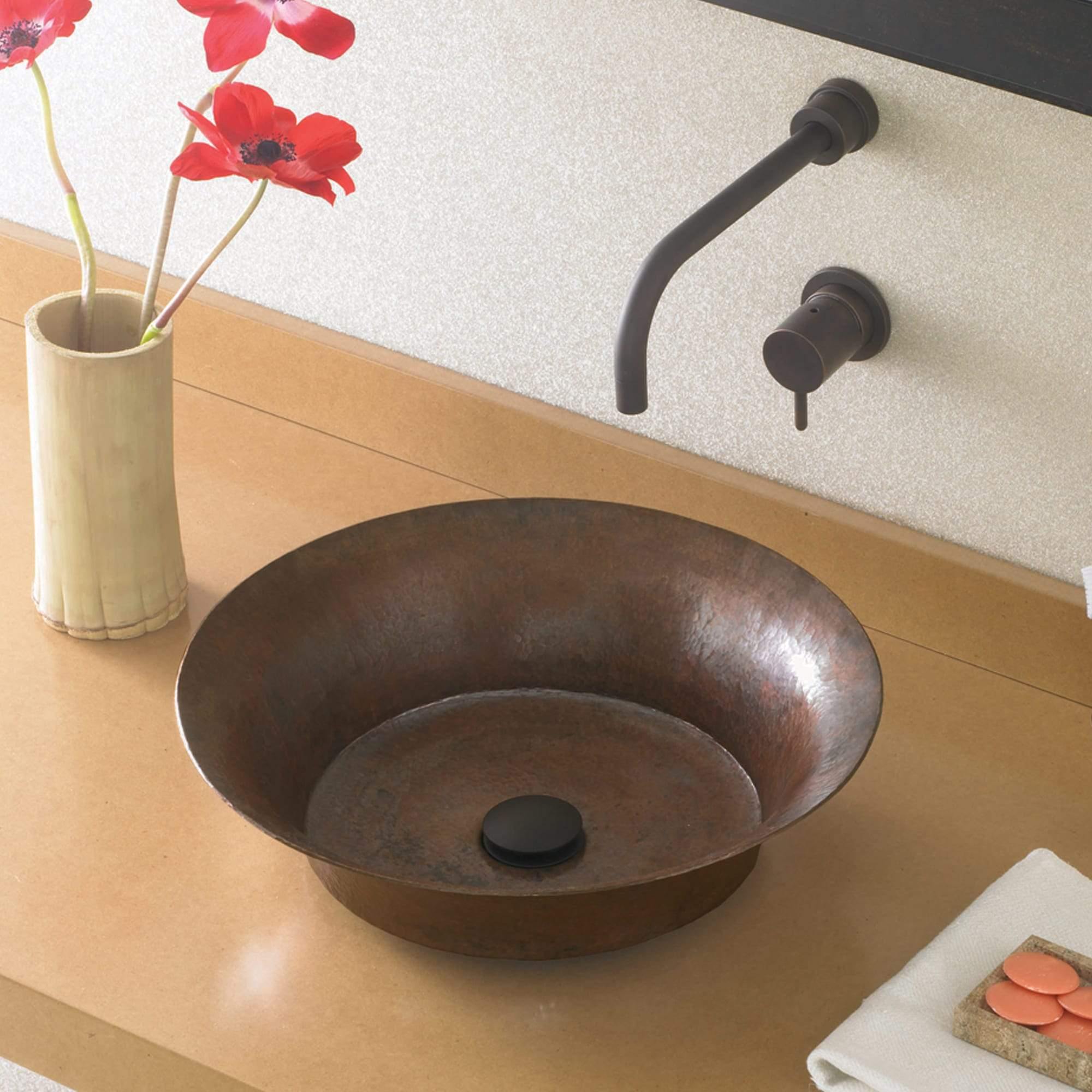 Native Trails Maestro 16" Round Copper Bathroom Sink, Antique Copper, CPS271