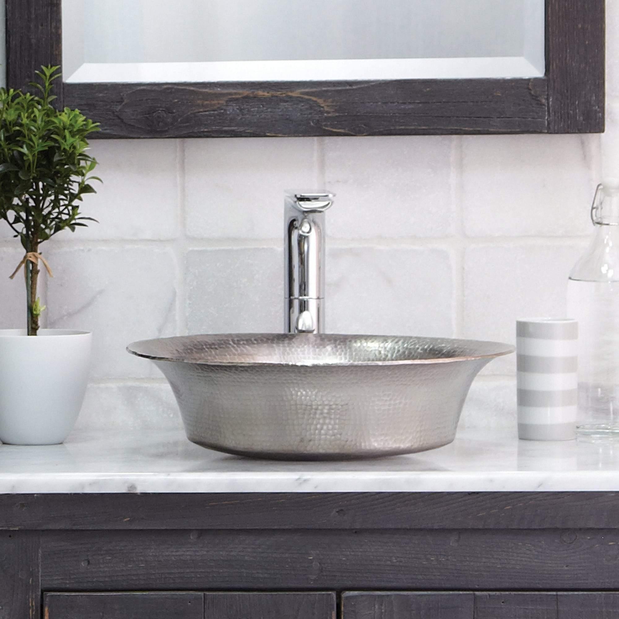 Native Trails Maestro 16" Round Nickel Bathroom Sink, Brushed Nickel, CPS571
