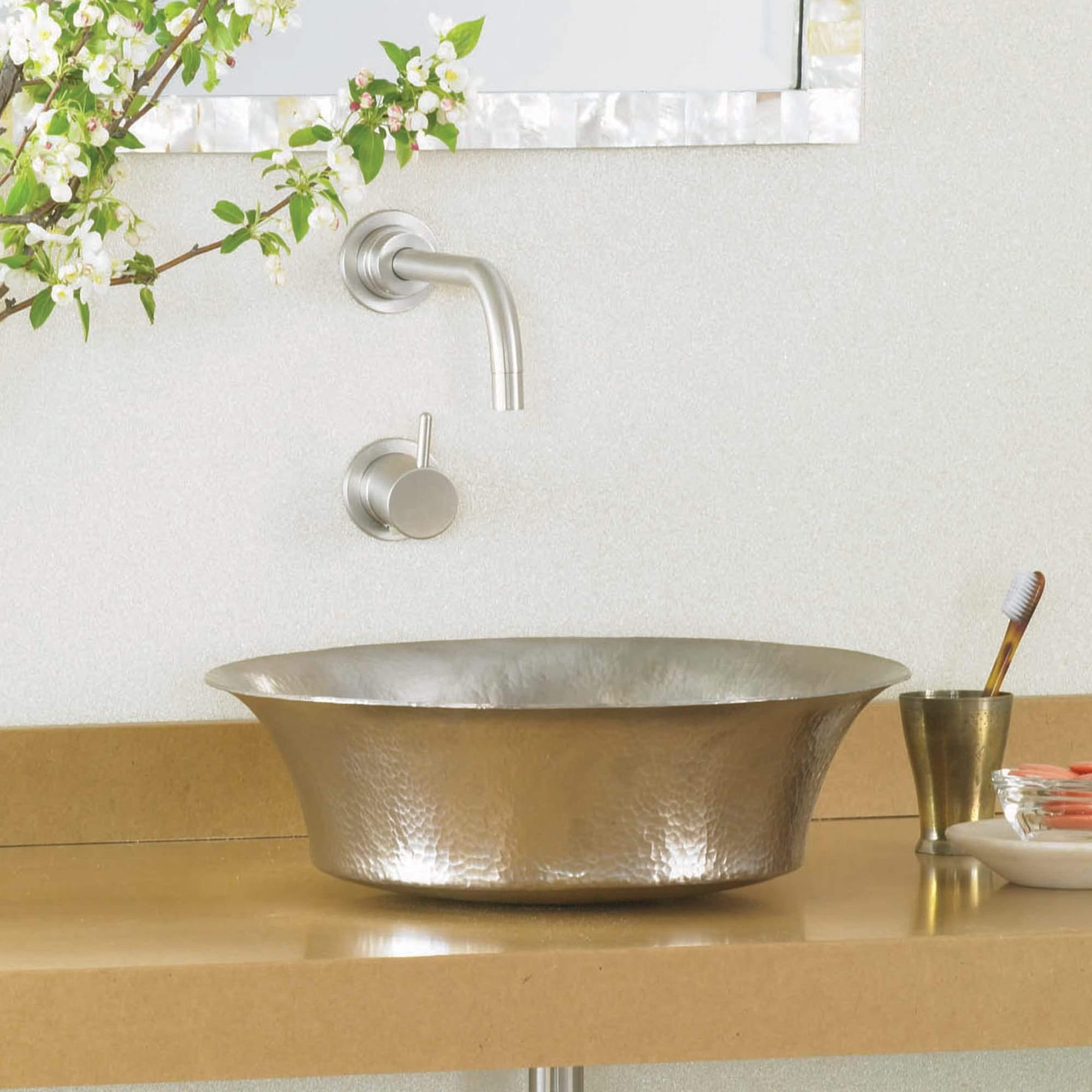 Native Trails Maestro 16" Round Nickel Bathroom Sink, Brushed Nickel, CPS571