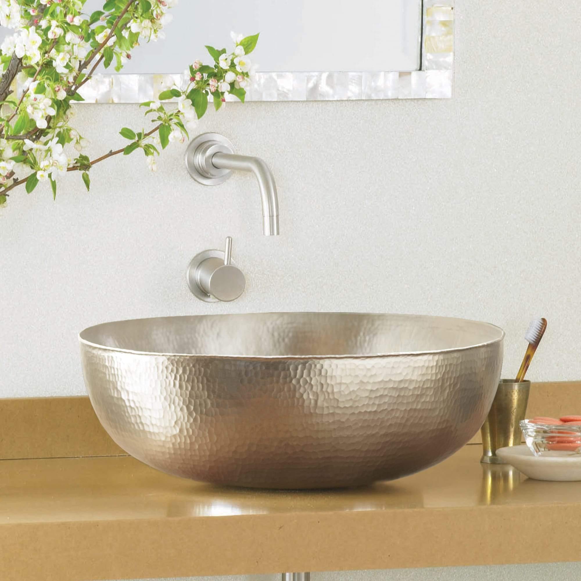 Native Trails Maestro 17" Oval Nickel Bathroom Sink, Brushed Nickel, CPS569