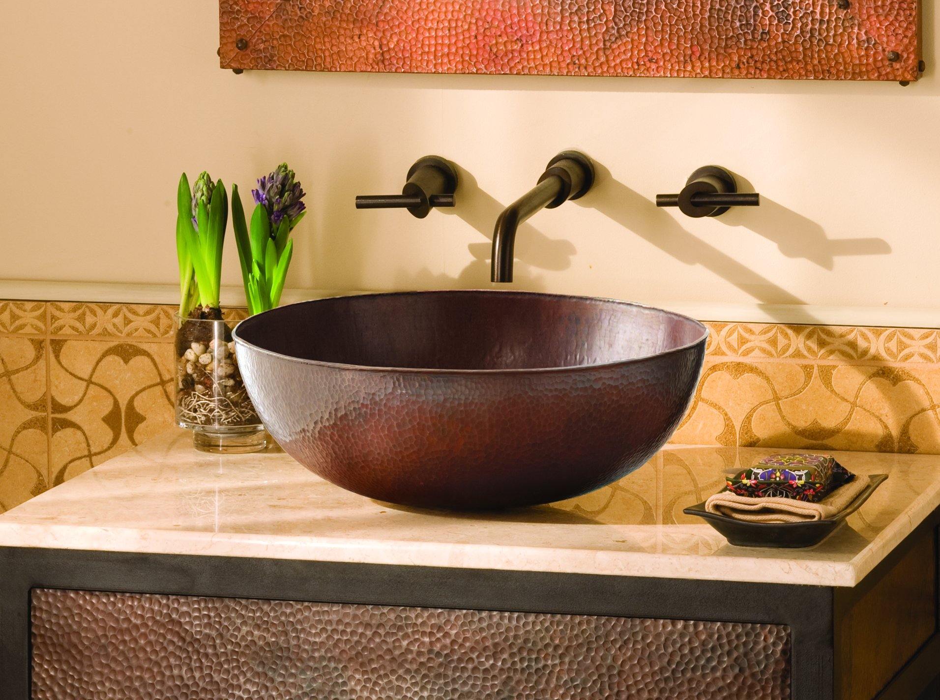 Native Trails Maestro 17" Oval Copper Bathroom Sink, Antique Copper, CPS269