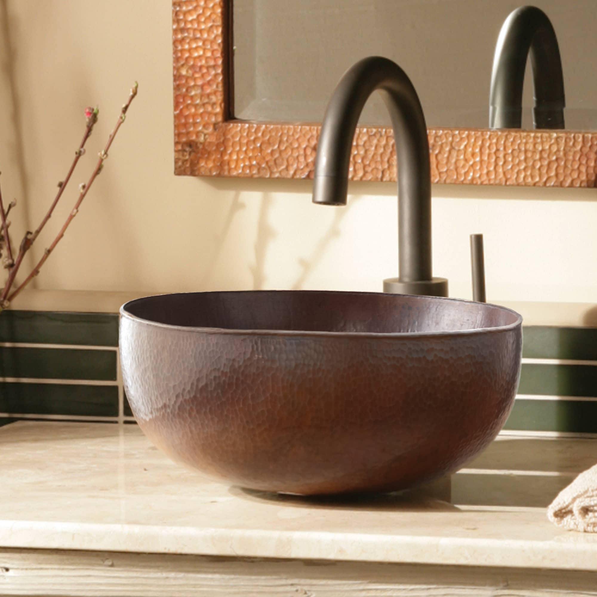 Native Trails Maestro 13" Round Copper Bathroom Sink, Antique Copper, CPS266