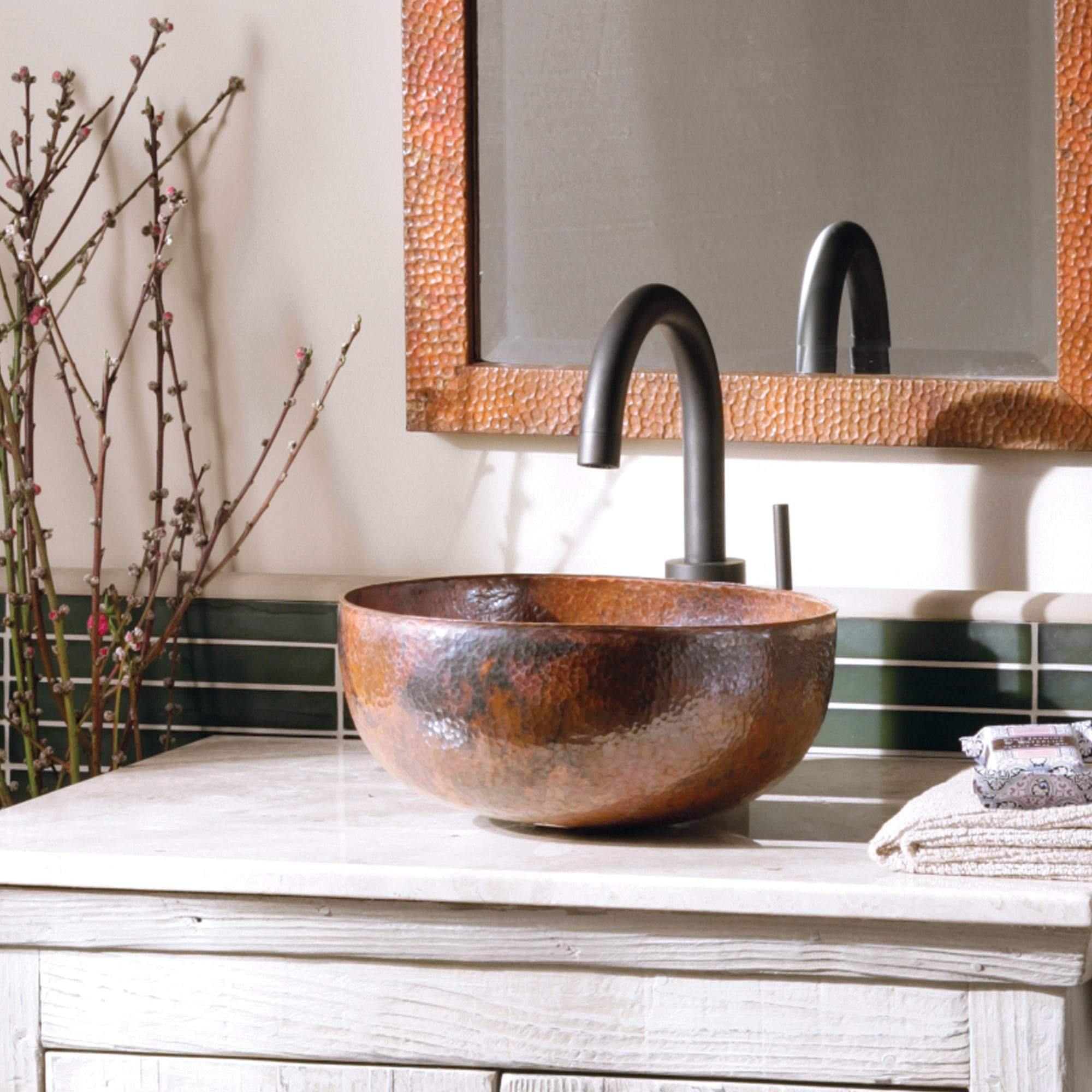Native Trails Maestro 13" Round Copper Bathroom Sink, Tempered Copper, CPS366
