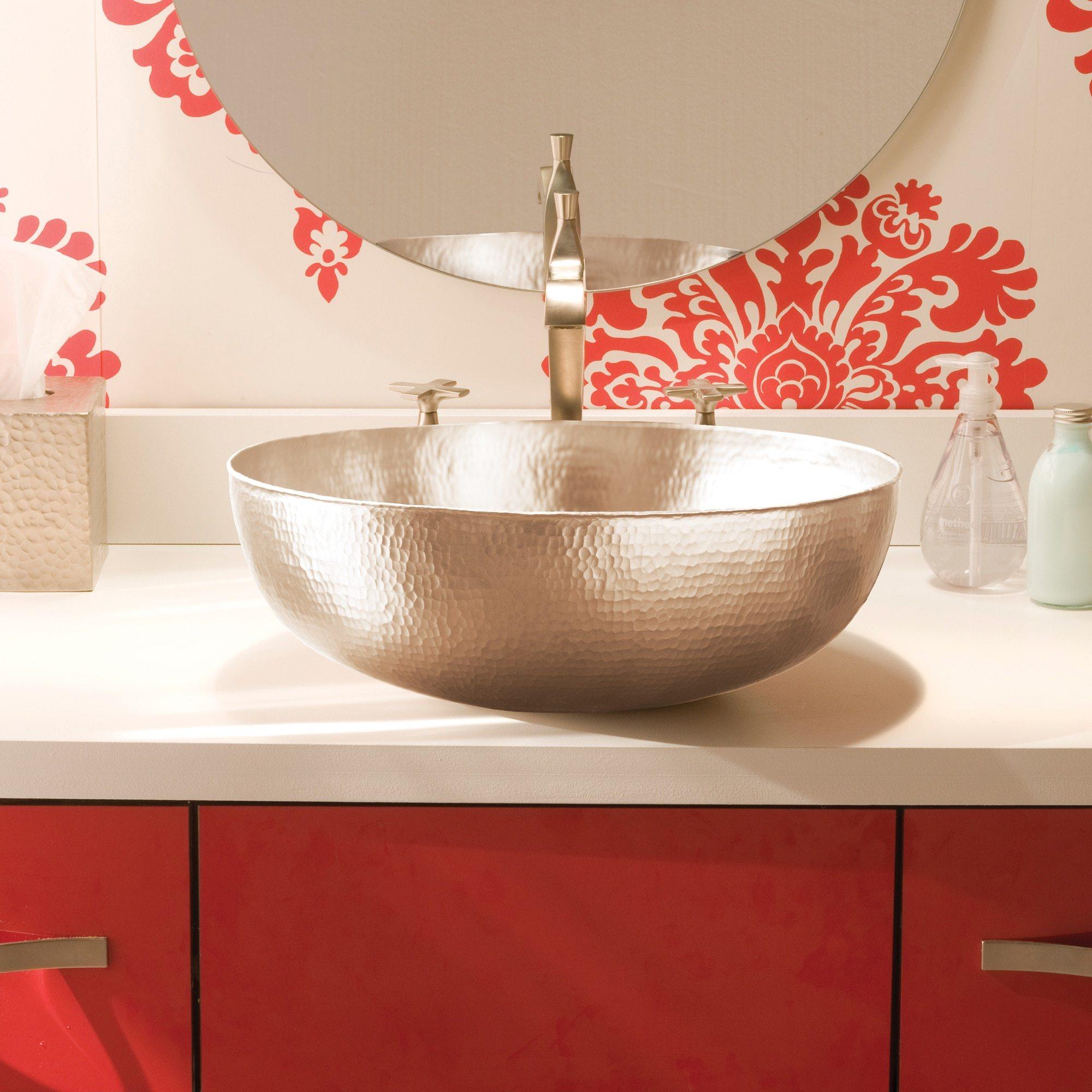 Native Trails Maestro 16" Round Nickel Bathroom Sink, Brushed Nickel, CPS563