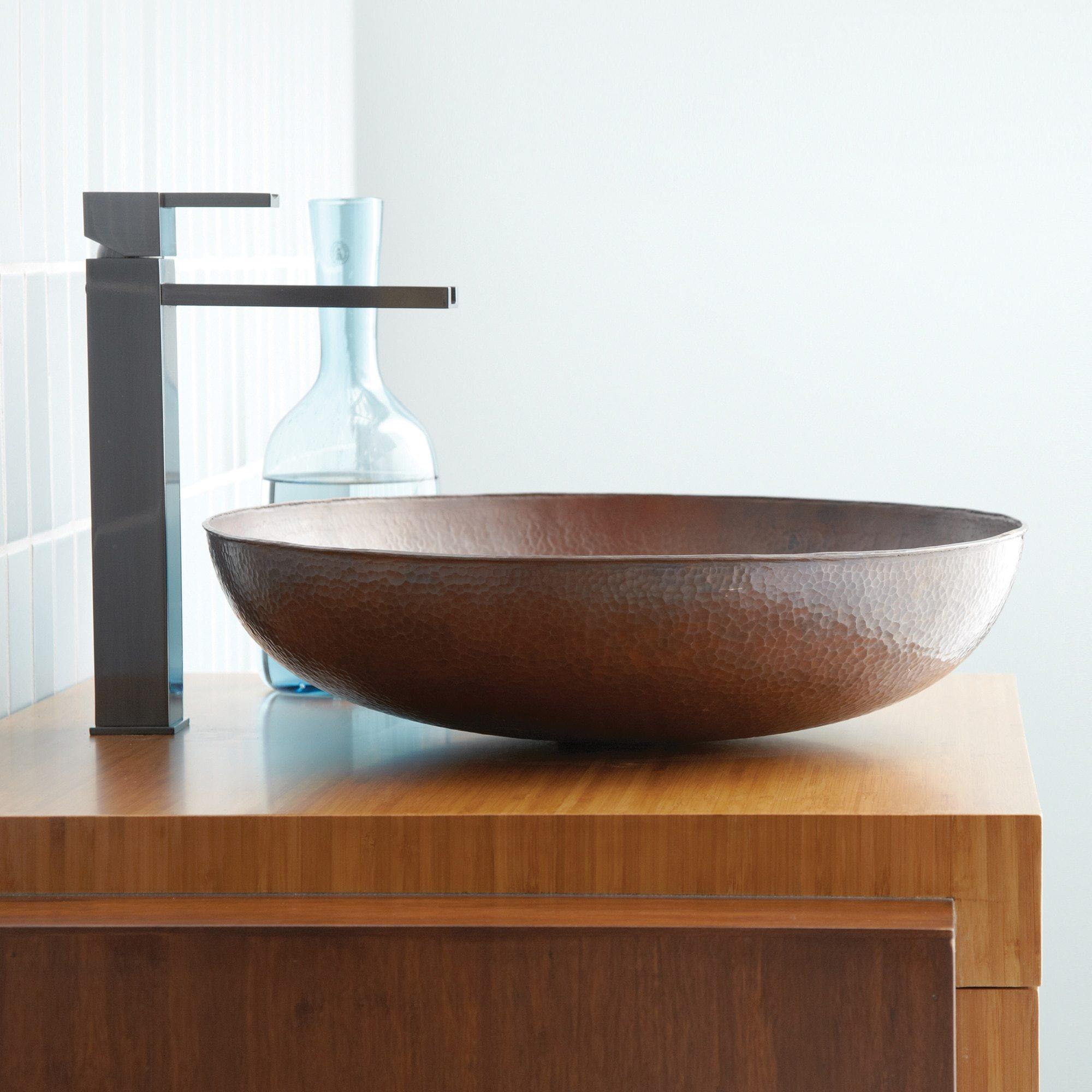 Native Trails Maestro 17" Round Copper Bathroom Sink, Antique Copper, CPS284