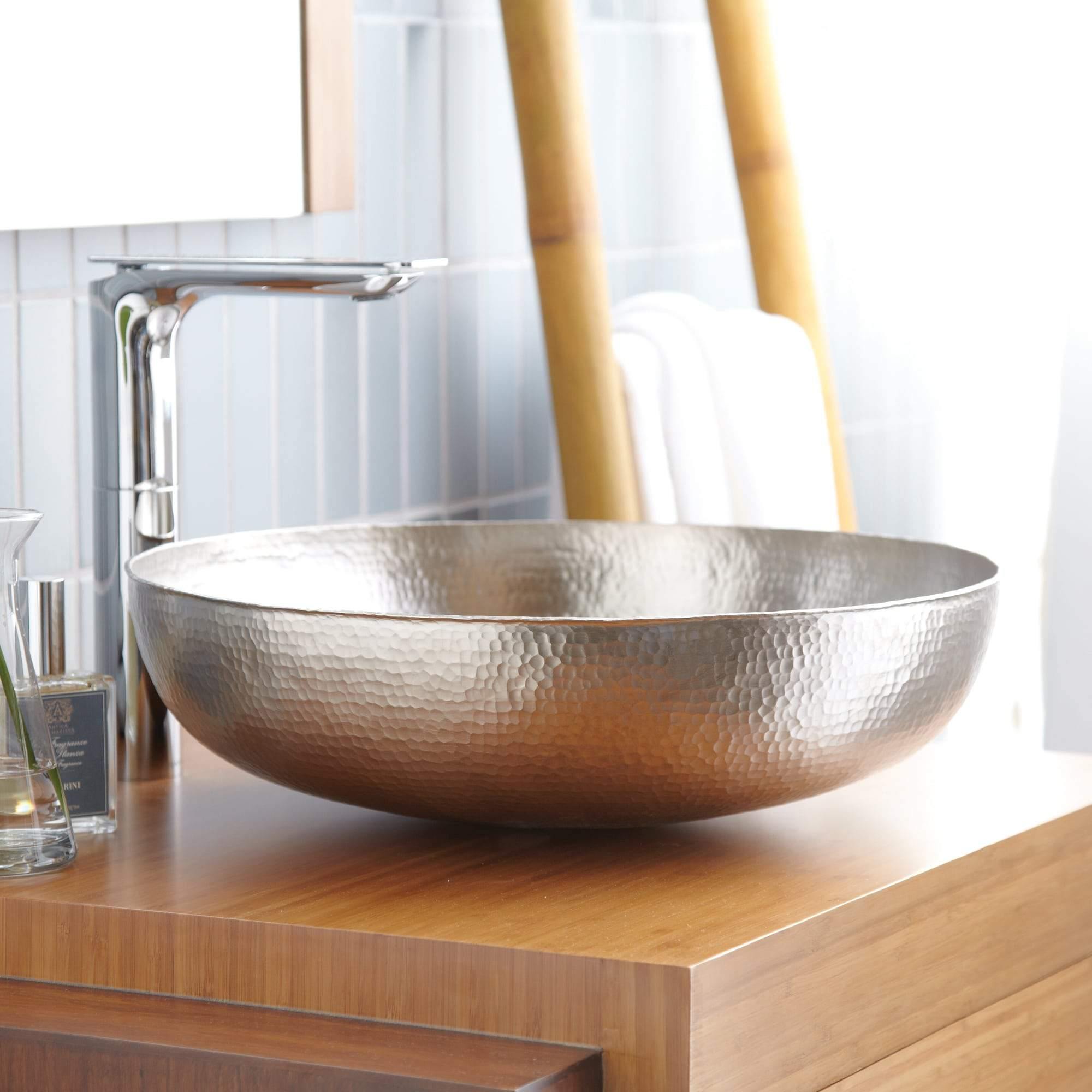 Native Trails Maestro 17" Round Nickel Bathroom Sink, Brushed Nickel, CPS584