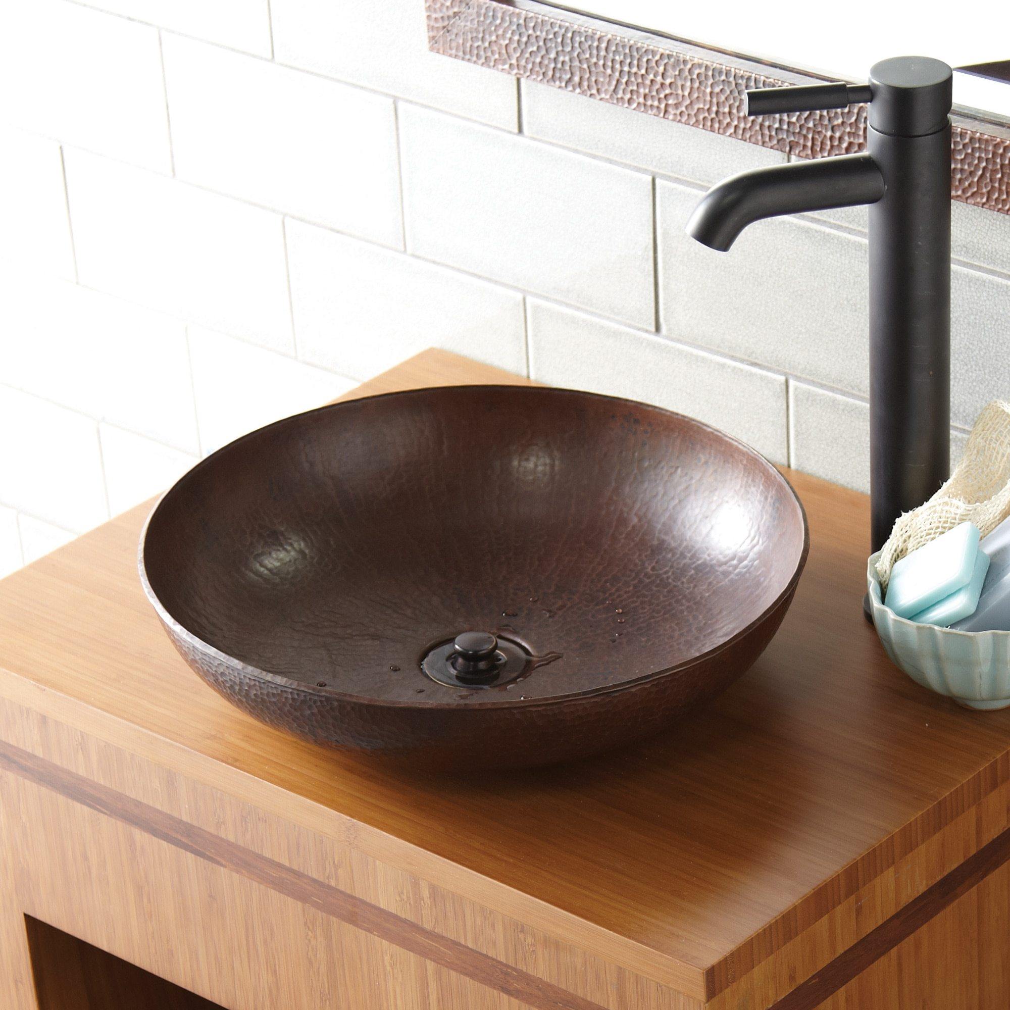 Native Trails Maestro 15" Round Copper Bathroom Sink, Antique Copper, CPS283