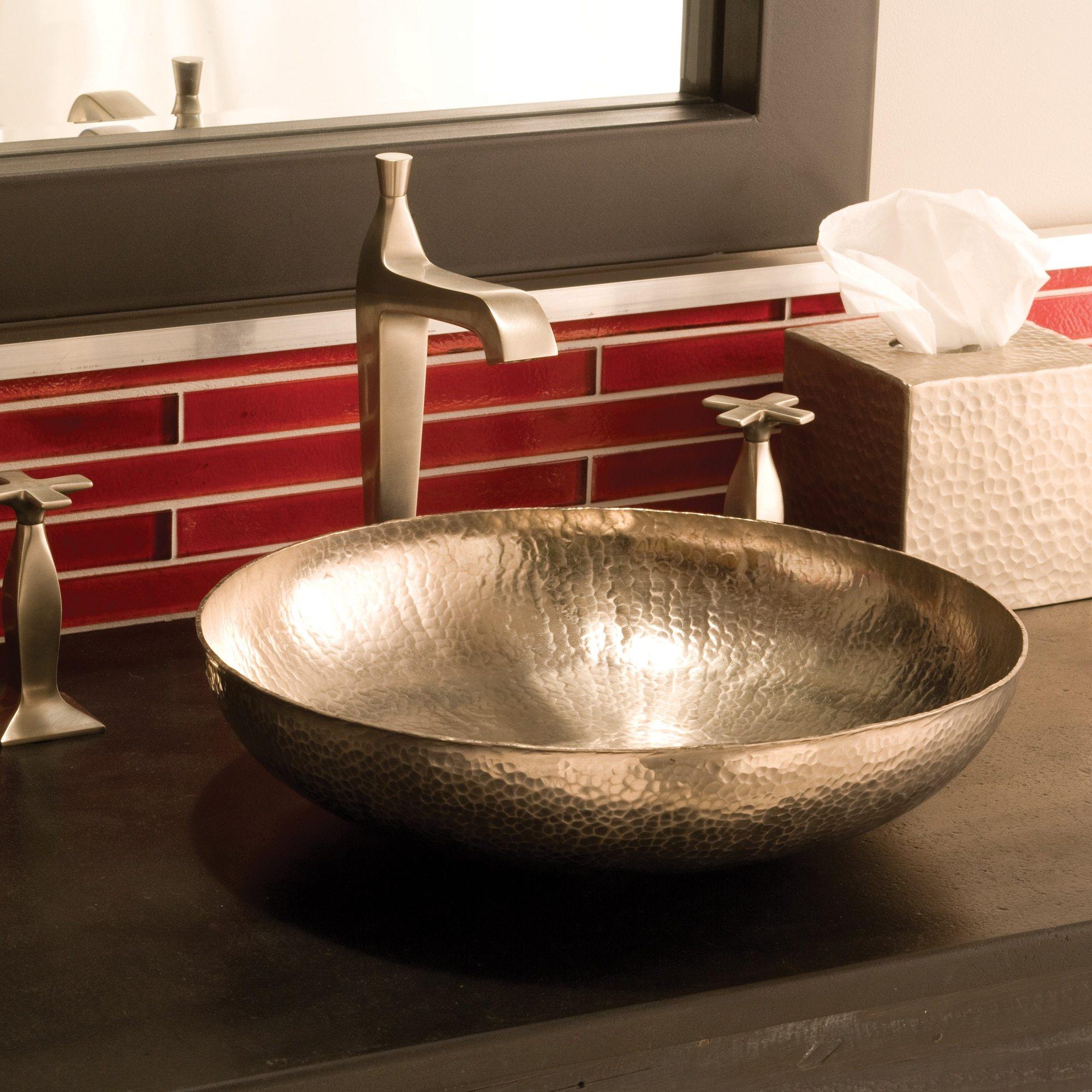 Native Trails Maestro 15" Round Nickel Bathroom Sink, Brushed Nickel, CPS583
