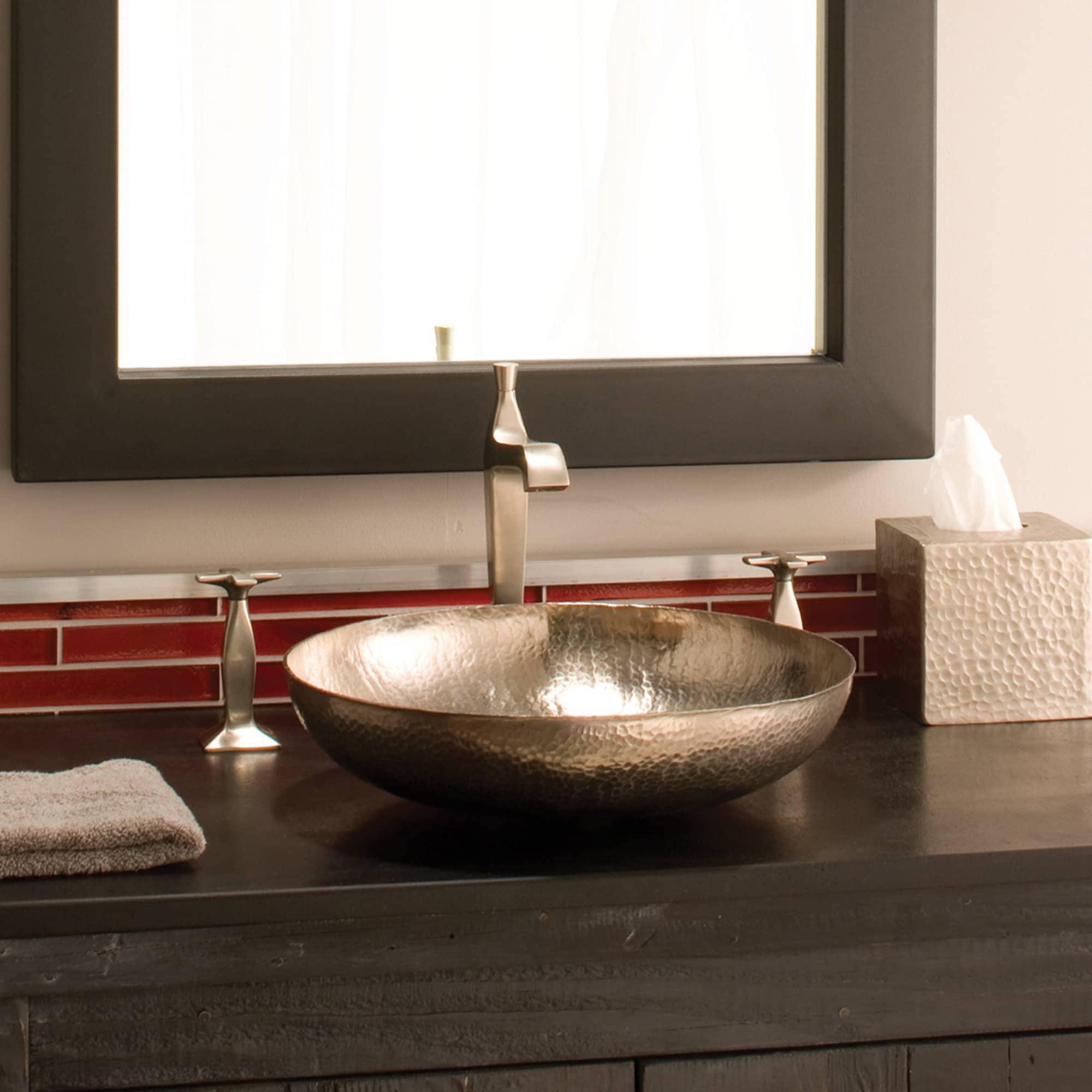 Native Trails Maestro 15" Round Nickel Bathroom Sink, Brushed Nickel, CPS583