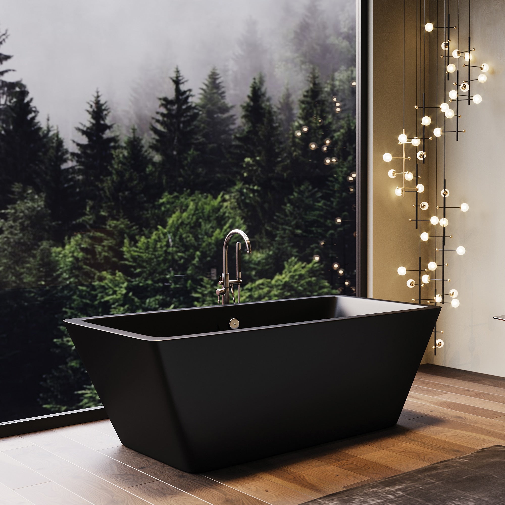 Alternate Image for Native Trails 66" NativeStone Concrete Mendocino Freestanding Bathtub, Charcoal, NST6634-C