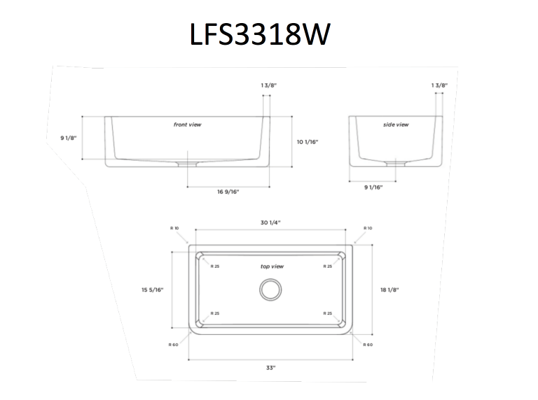 Alternate Image for Latoscana 33" Fireclay Single Bowl White Farmhouse Apron Sink, Reversible, LFS3318W
