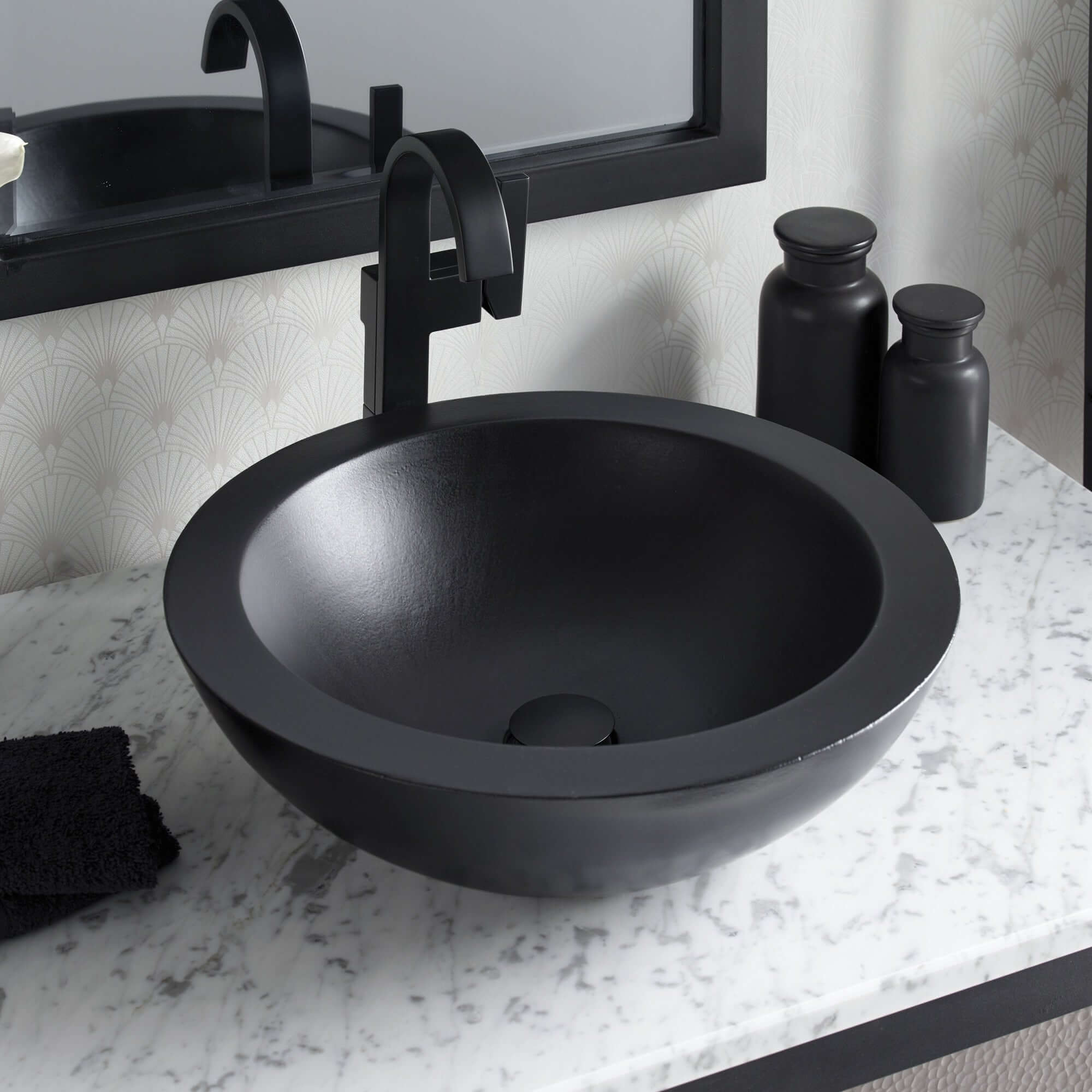 Alternate Image for Native Trails Morro 17" Round NativeStone Concrete Bathroom Sink, Charcoal, NSL1705-C