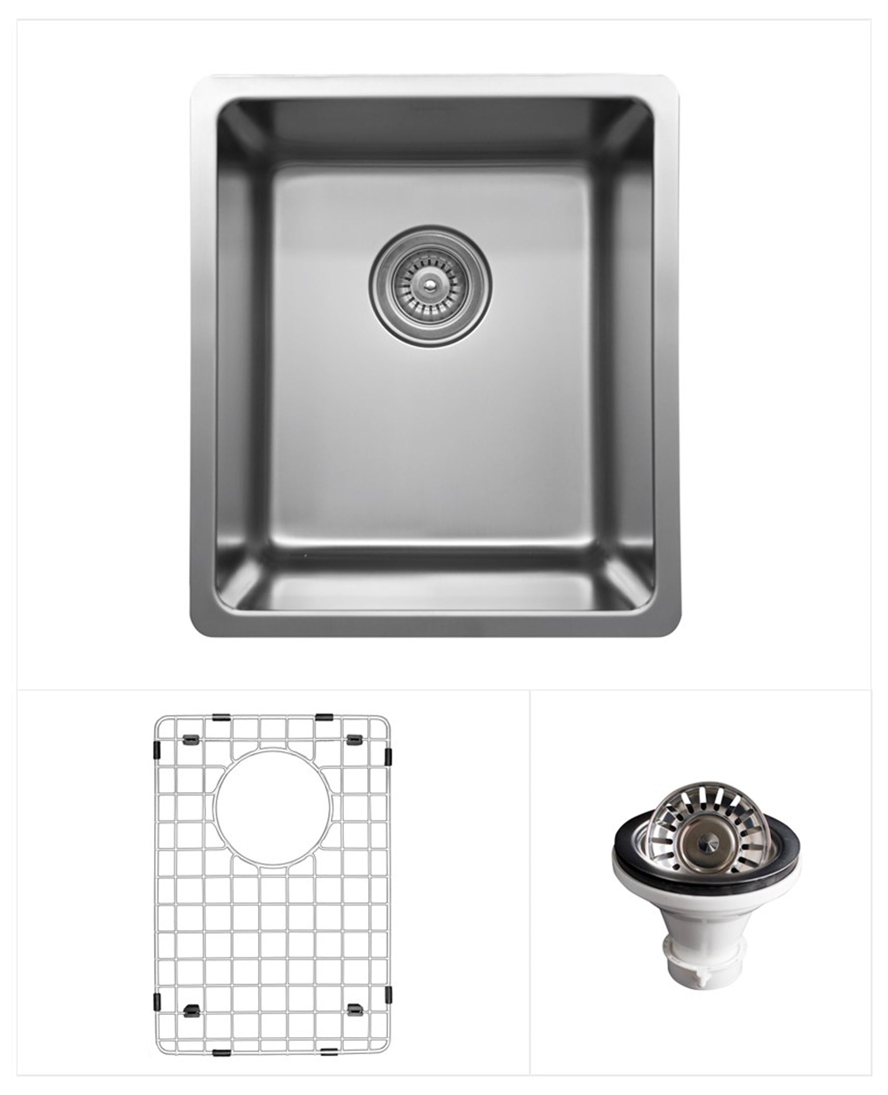 Alternate Image for Karran 15" Rectangular Stainless Steel Bar/Prep Sink with Accessories, 18 Gauge, NC-410-PK1