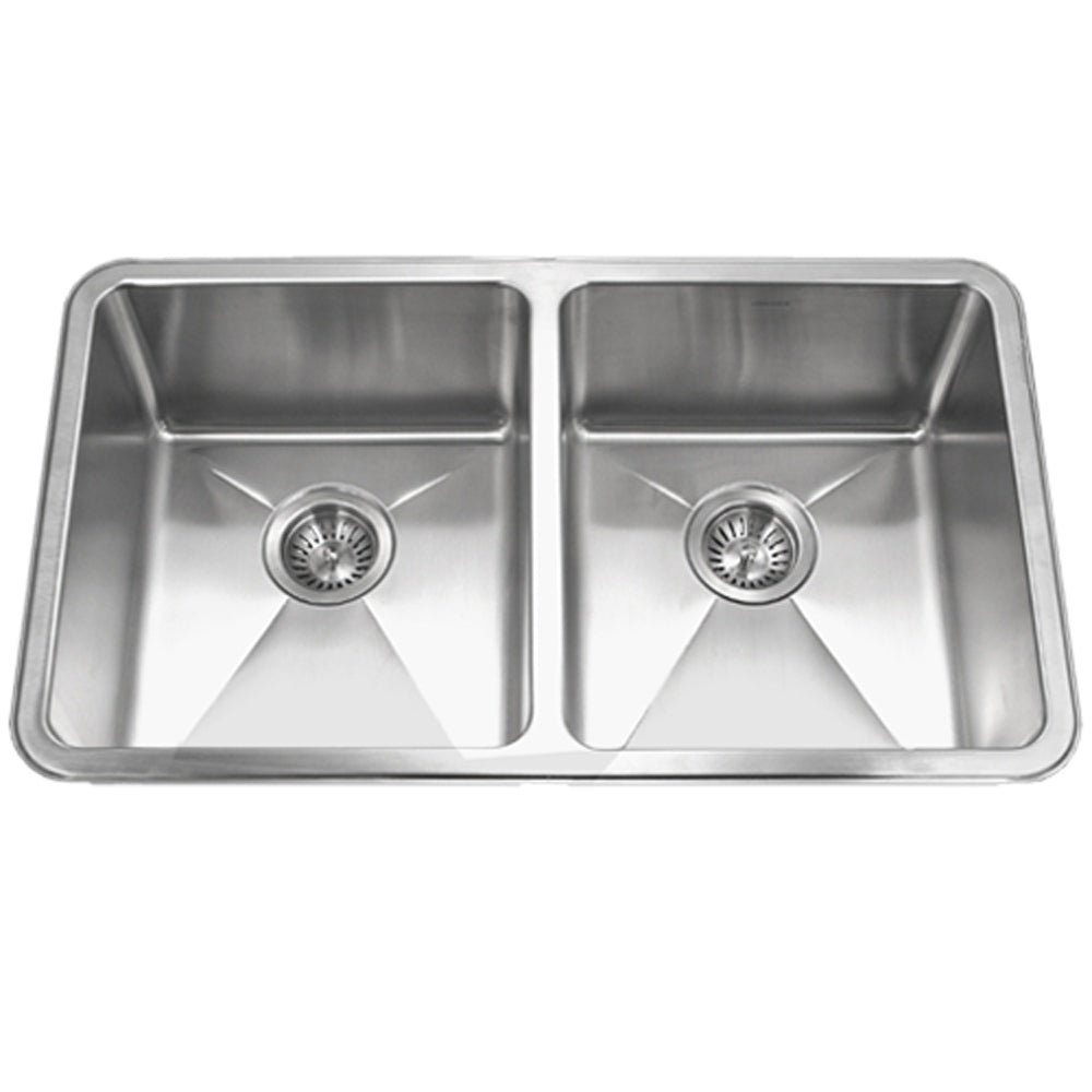 Alternate Image for Houzer 31" Stainless Steel Undermount 50/50 Double Bowl Kitchen Sink, 18 Gauge, NOD-4200