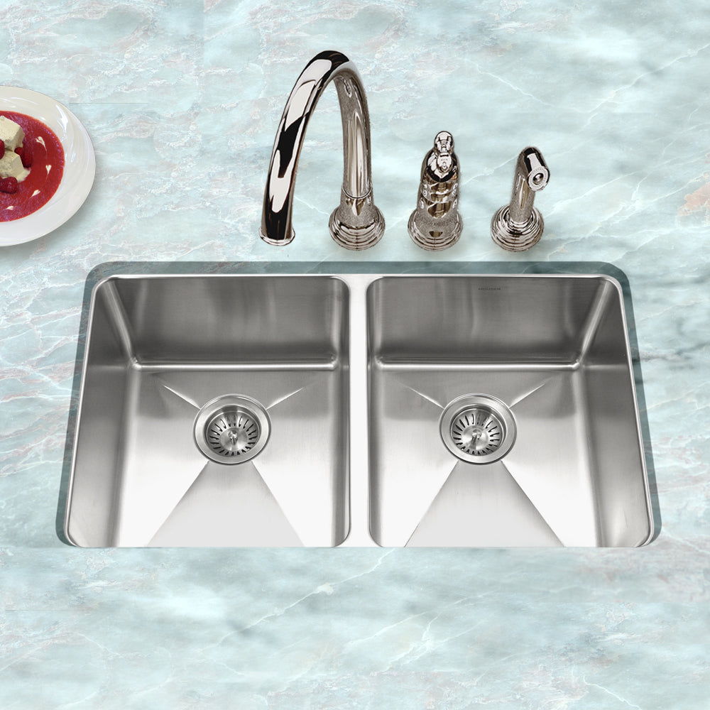 Alternate Image for Houzer 31" Stainless Steel Undermount 50/50 Double Bowl Kitchen Sink, 18 Gauge, NOD-4200