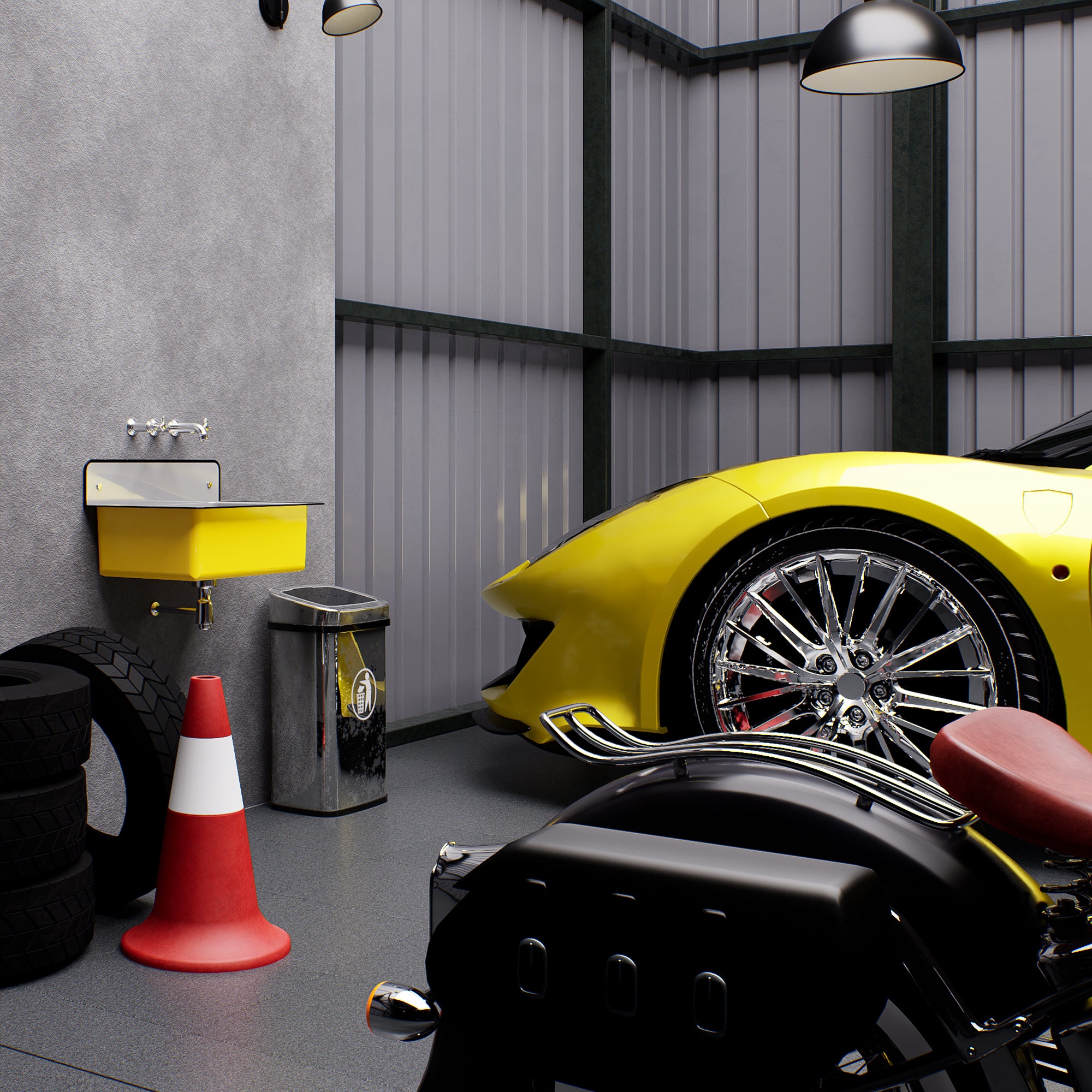 Alternate Image for Nantucket Sinks Anchor 20" Wallmount Iron Utility Sink with Accessories, Yellow/White, NS-ACBS20-YLWW