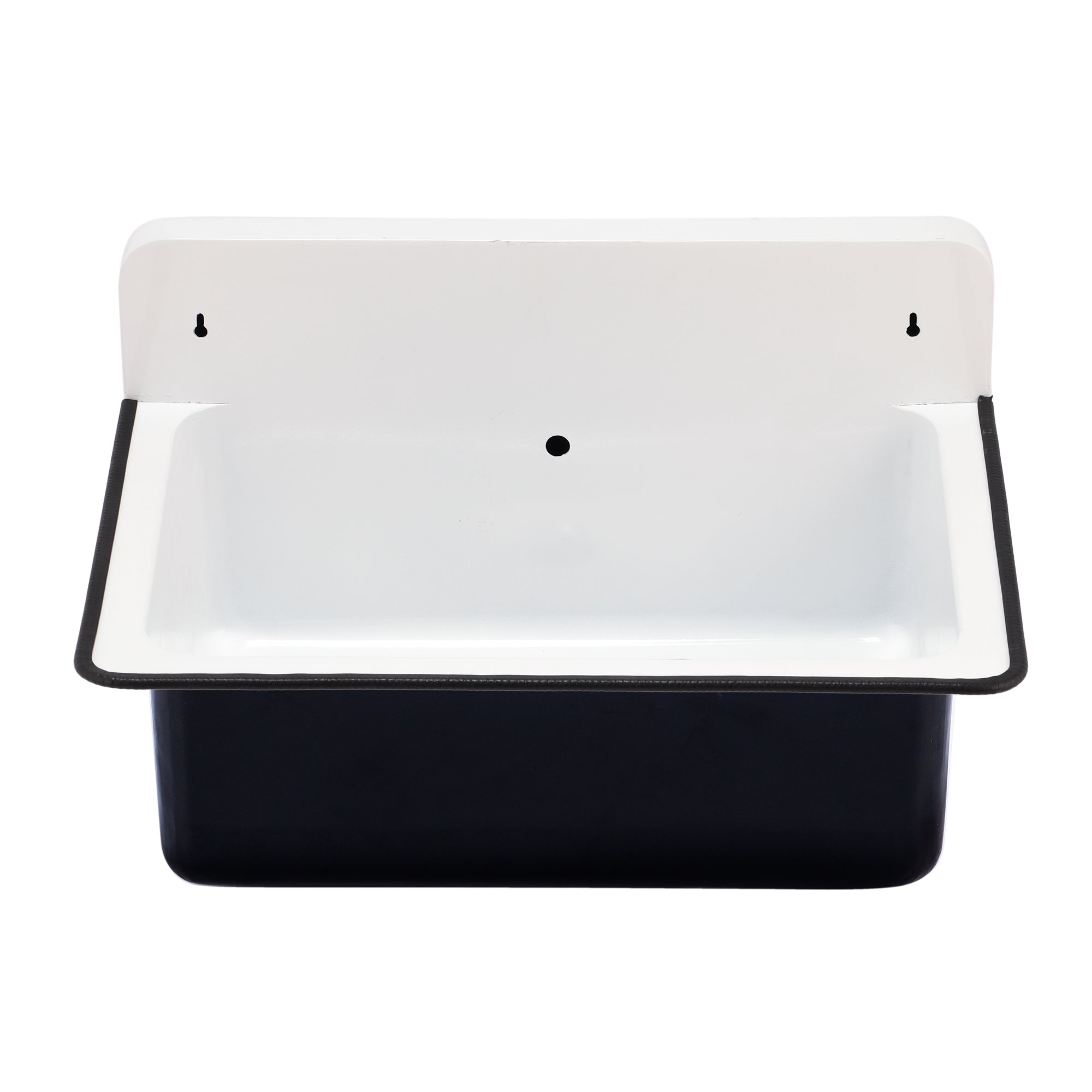 Nantucket Sinks Anchor 19.5" x 14" Irregular Wallmount Iron Bathroom Sink with Accessories, Black/White, NS-ACBS20OF-BLKW