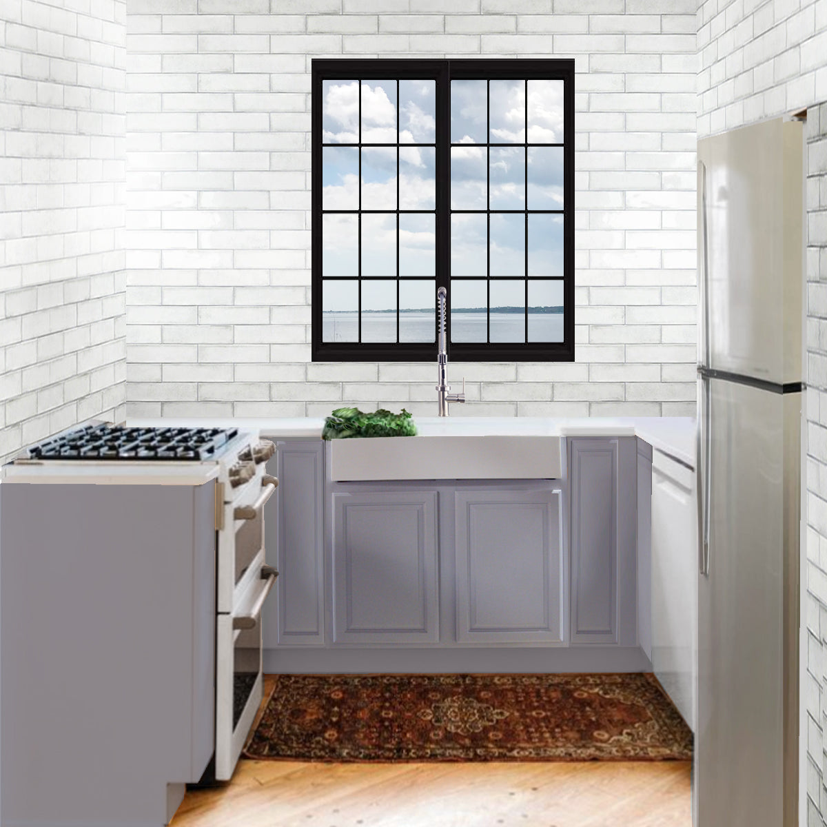 Alternate Image for Nantucket Sinks Glacierstone 31" Retrofit Double Bowl Farmhouse Sink, White, NS-GSEZA32D