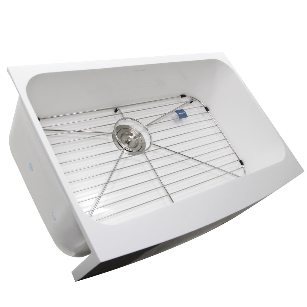 Nantucket Sinks Glacierstone 31" Retrofit Farmhouse Sink, White, NS-GSEZA32S