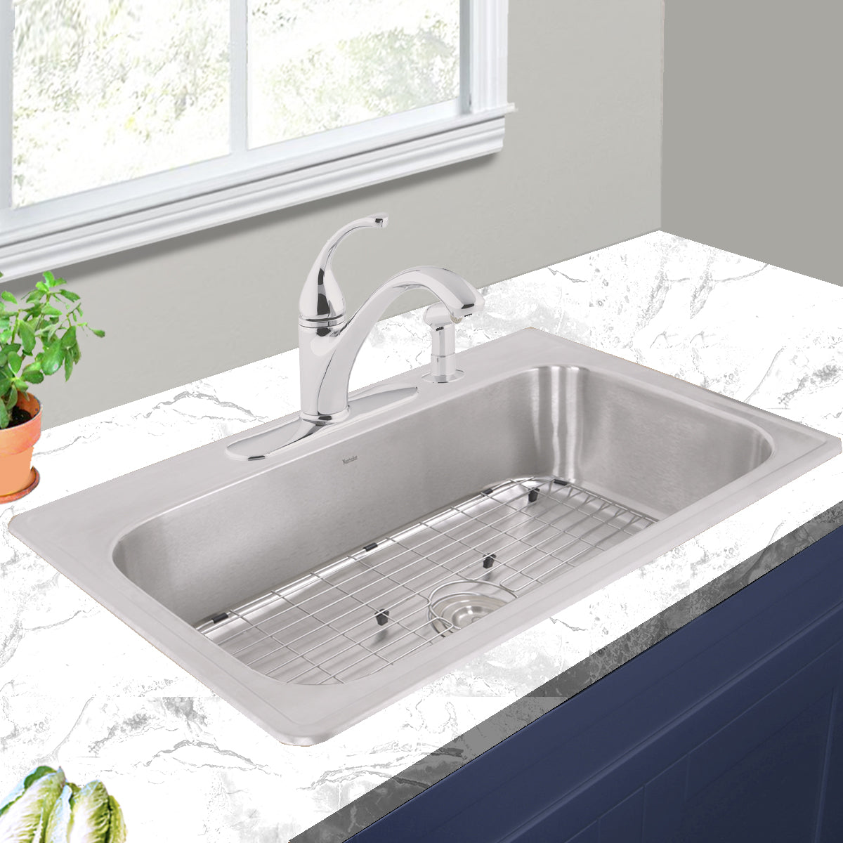 Nantucket Sinks Madaket 33" Stainless Steel Kitchen Sink, NS3322-8