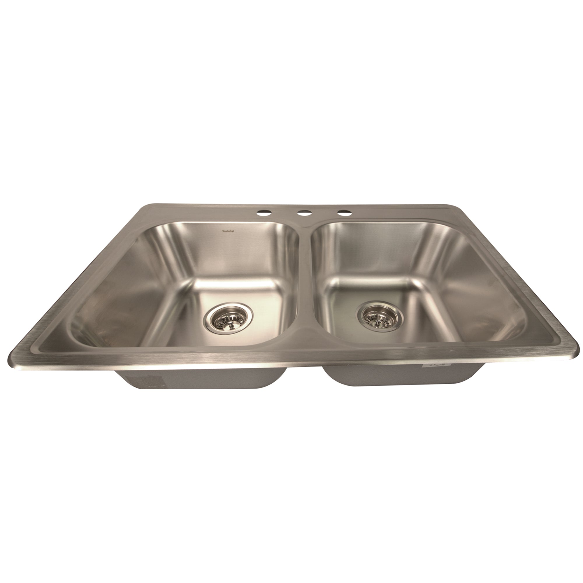 Alternate Image for Nantucket Sinks Madaket 33" Drop In/Topmount 304 Stainless Steel Kitchen Sink with Accessories, 50/50 Double Bowl, 18 Gauge, NS3322-DE