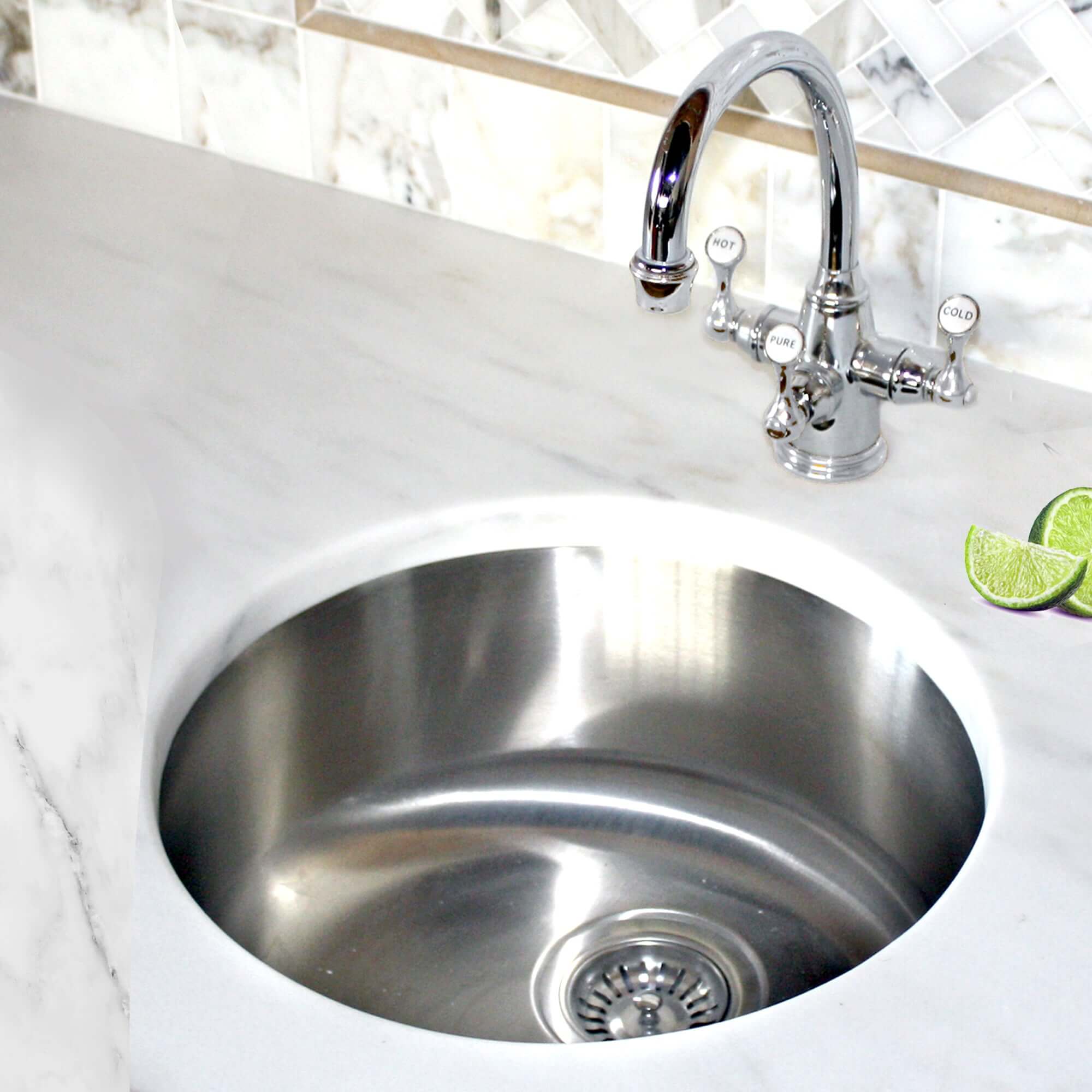Alternate Image for Nantucket Sinks Quidnet 18" Round 304 Stainless Steel Bar/Prep Sink with Accessories, NS37