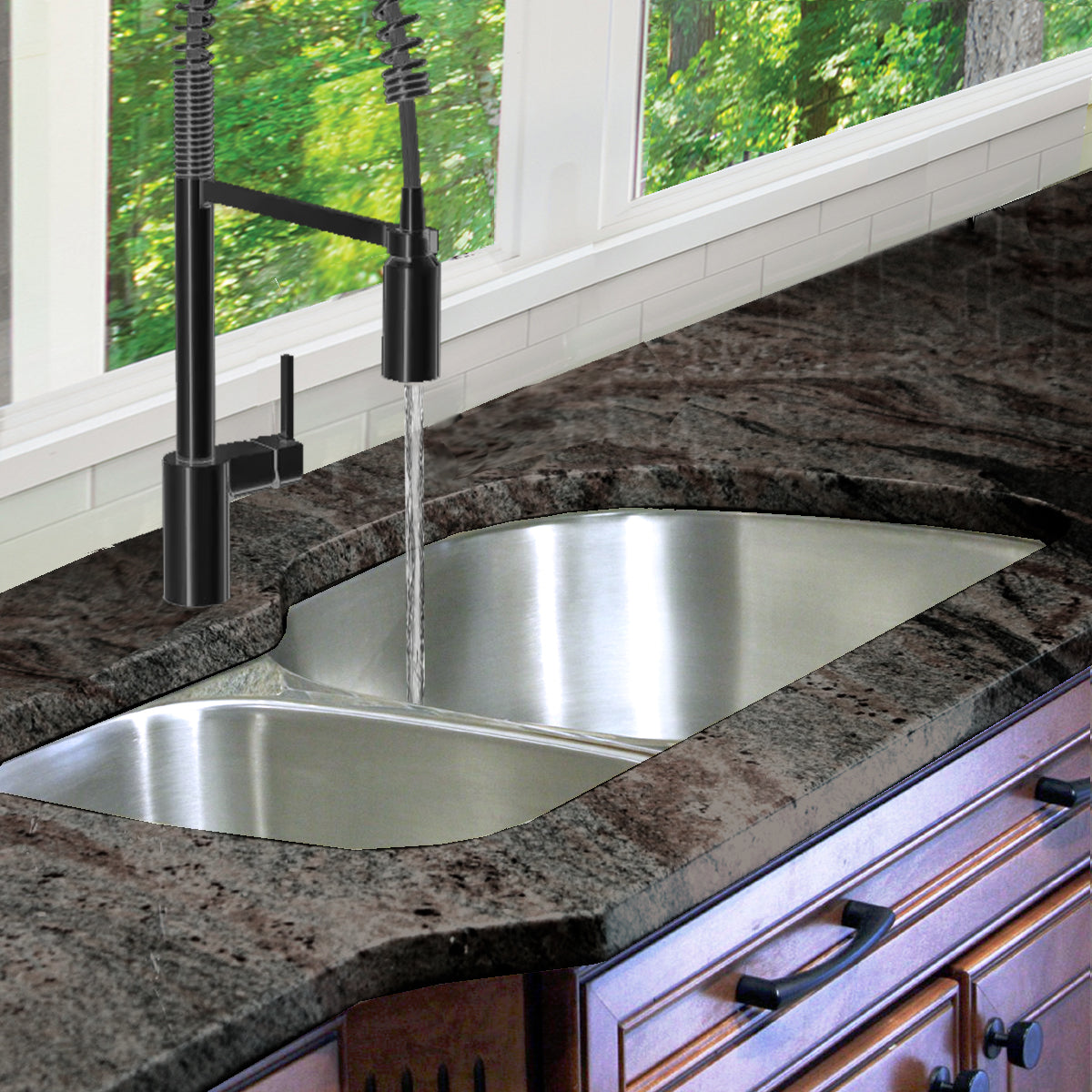 Alternate Image for Nantucket Sinks Sconset 33" Stainless Steel Kitchen Sink, 16 Gauge, 70/30 Double Bowl, NS7030-R-16