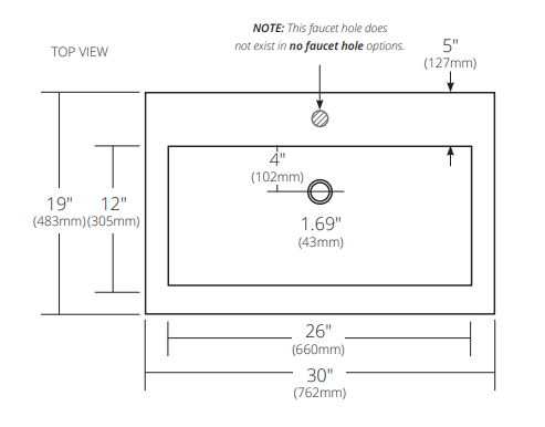 Alternate Image for Native Trails Trough 30" Rectangle NativeStone Concrete Bathroom Sink, 1 Faucet Hole, Slate, NSL3019-S