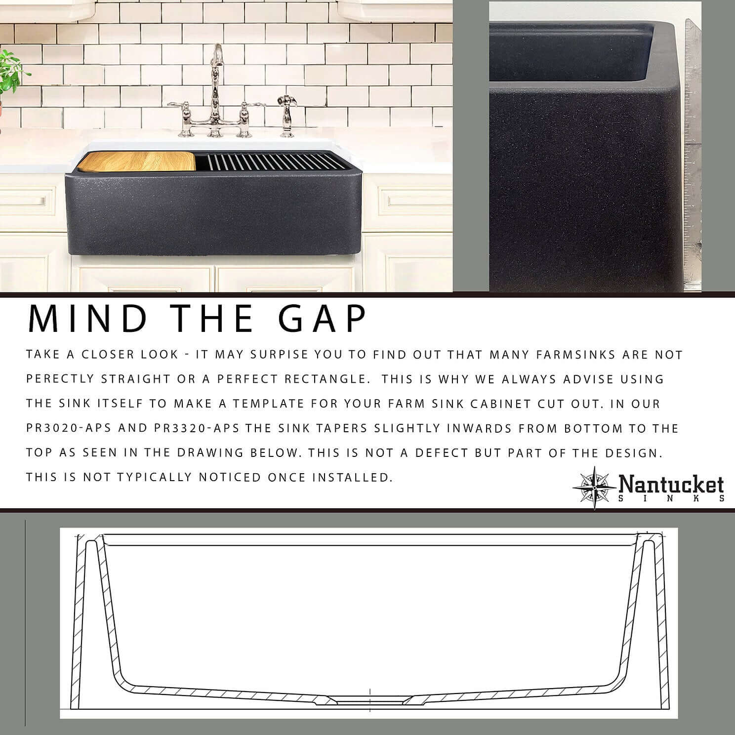 Alternate Image for Nantucket Sinks Rockport 30" Granite Composite Workstation Farmhouse Sink with Accessories, Black, PR3020-APS-BL