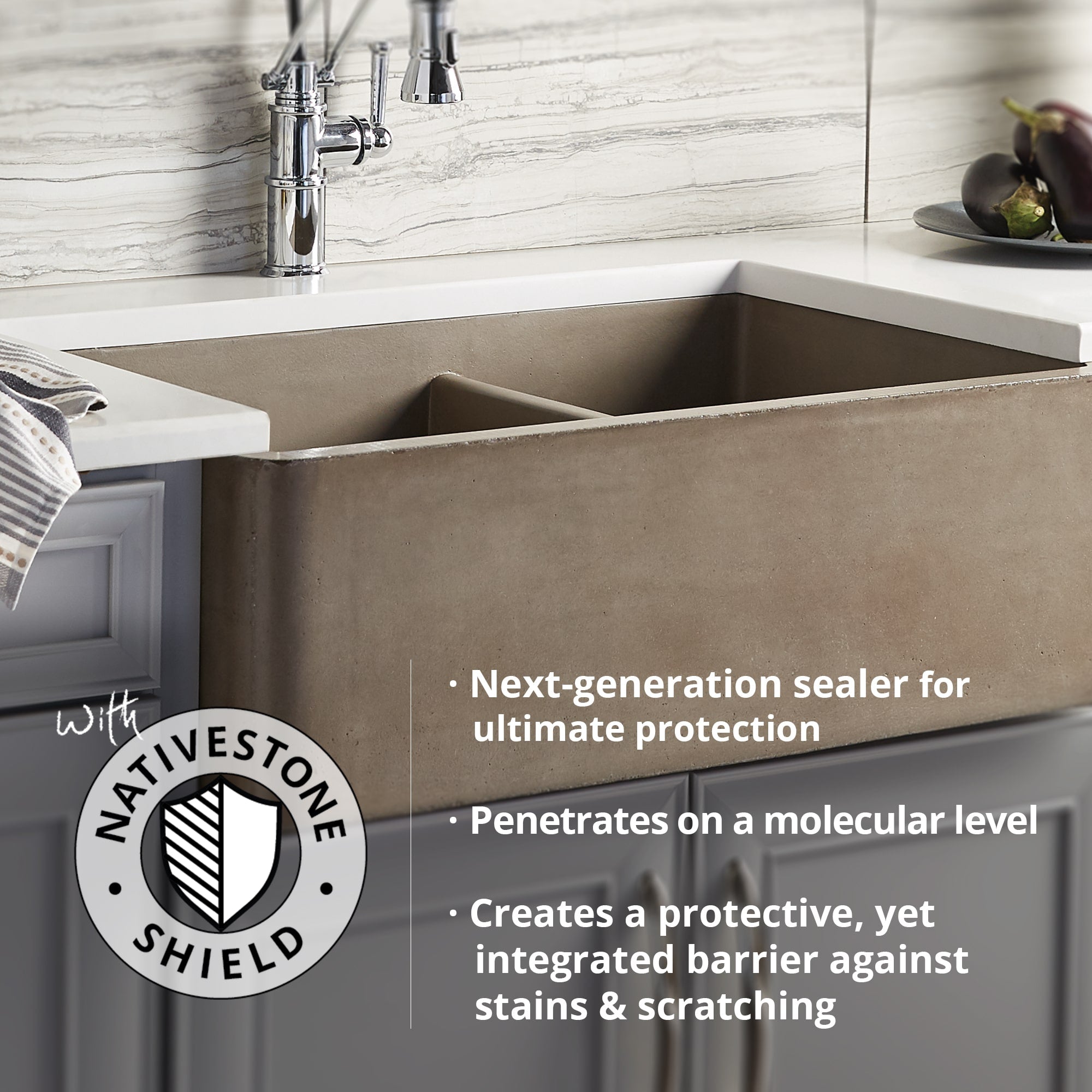 Native Trails 48" NativeStone Vanity Top in Ash- Oval with 8" Widespread Cutout, NSV48-AO