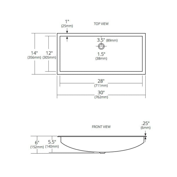 Native Trails Trough 30 Rectangle Nickel Bathroom Sink Polished Nick