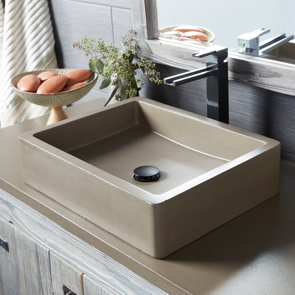 Native Trails Nipomo 20" Rectangle NativeStone Concrete Farmhouse Bathroom Sink, Earth, NSL1915-E